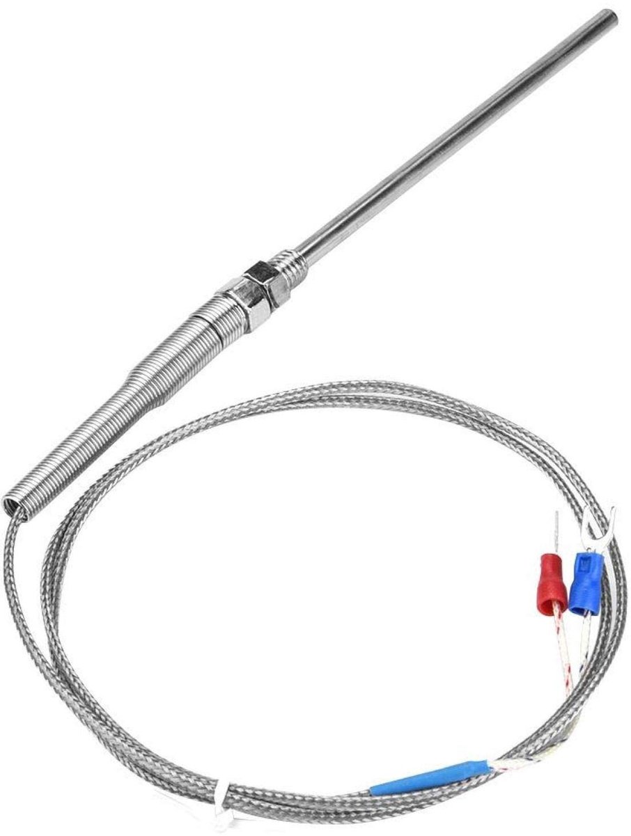 Dailygoods- Thermoelement type K - Temperatuursensor 0-400 °C - Schroefdraad M8 - Sondelengte 100 mm - Kabellengte 1 m - Hoge temperatuurgevoeligheid