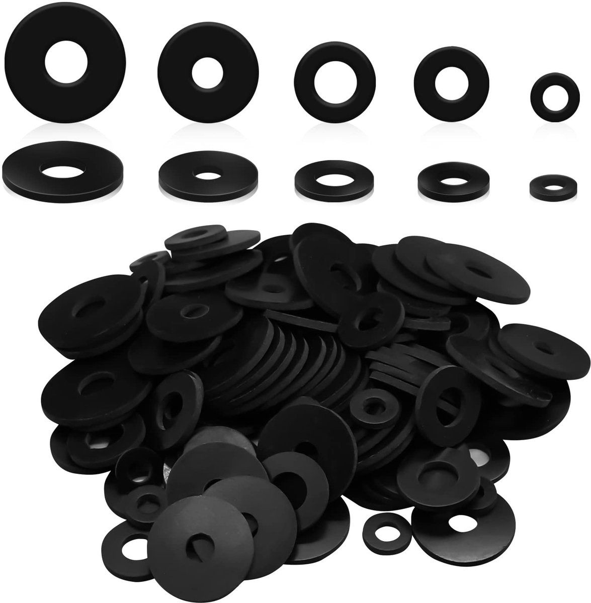 Dailygoods- Sluitringen 120 Stuks - Rubberen Afdichtingen - Flexibel en Elastisch - Vijf Maten 12/18/20/25/30 mm - Eenvoudig te Installeren - Geschikt voor Kranen