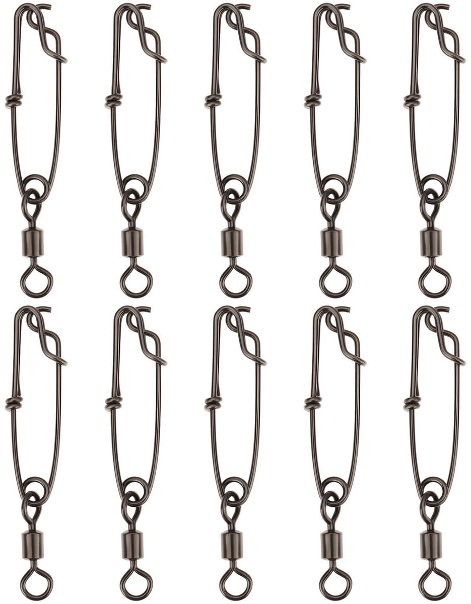 Dailygoods- Vissnoer 10PCS - Heavy Duty - Zoutwatervissen - Lange Lijn - Snaps - Roestvrij Staal - Max. Treksterkte 128 kg - Visclips
