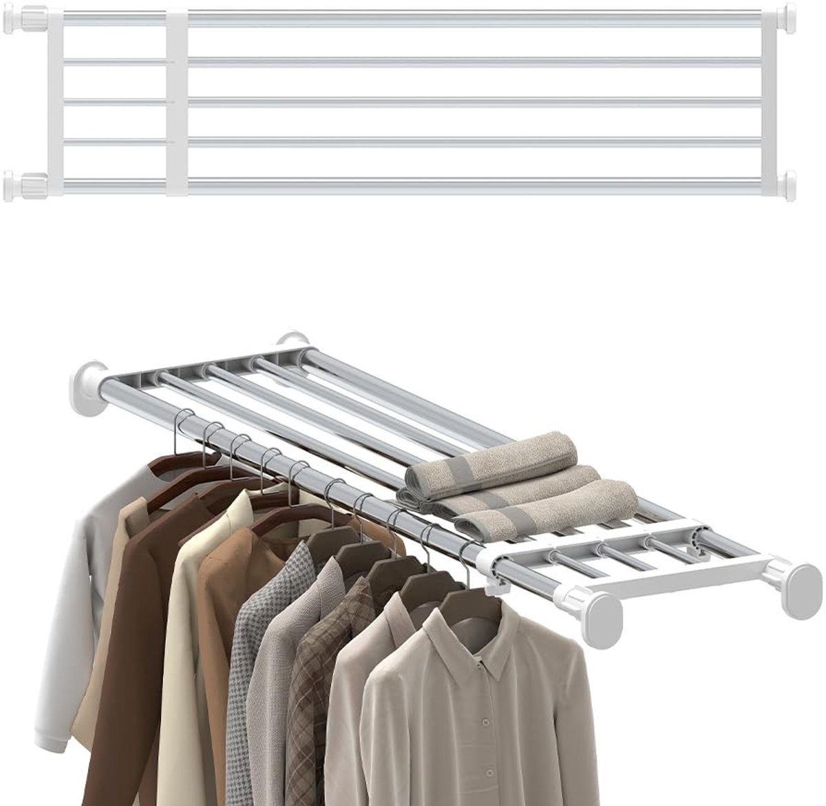 Dailygoods- Kledingkast Organizer - Verstelbare Plankverdeler - Uitzetbare Kledingophangra