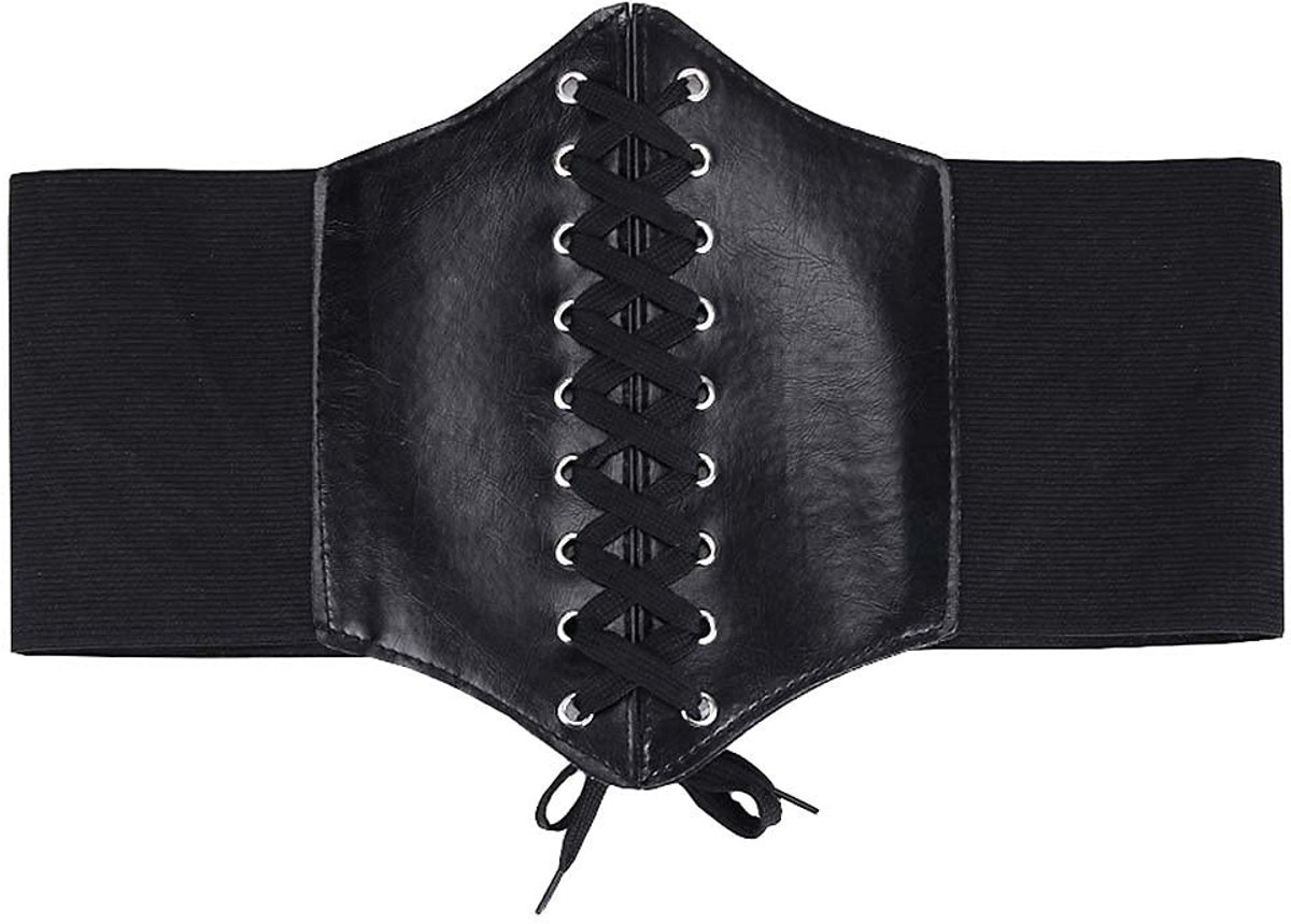 Corset Dames - Vintage Veterriem - Tailleriem - Elastische Tailleband - Retro Bandage - Duurzaam Polyester en PU-leer - 26 inch (65 cm) lengte