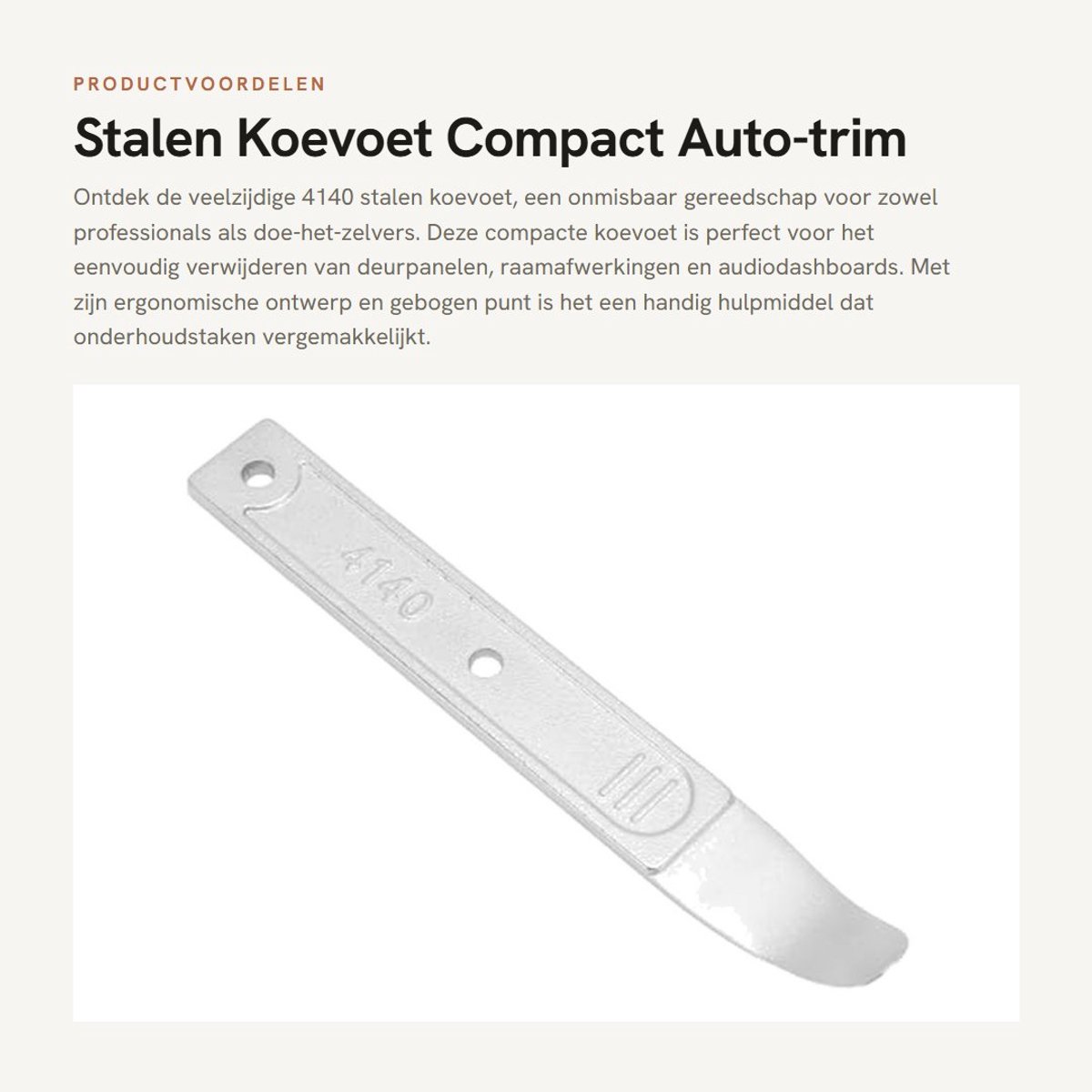 Dailygoods- Koevoet Compact - Wrikgereedschap 4140 Staal - Ergonomisch Ontwerp - Auto-interieur Verwijderingsgereedschap - Duurzaam - Antislip Punt - Wriktool