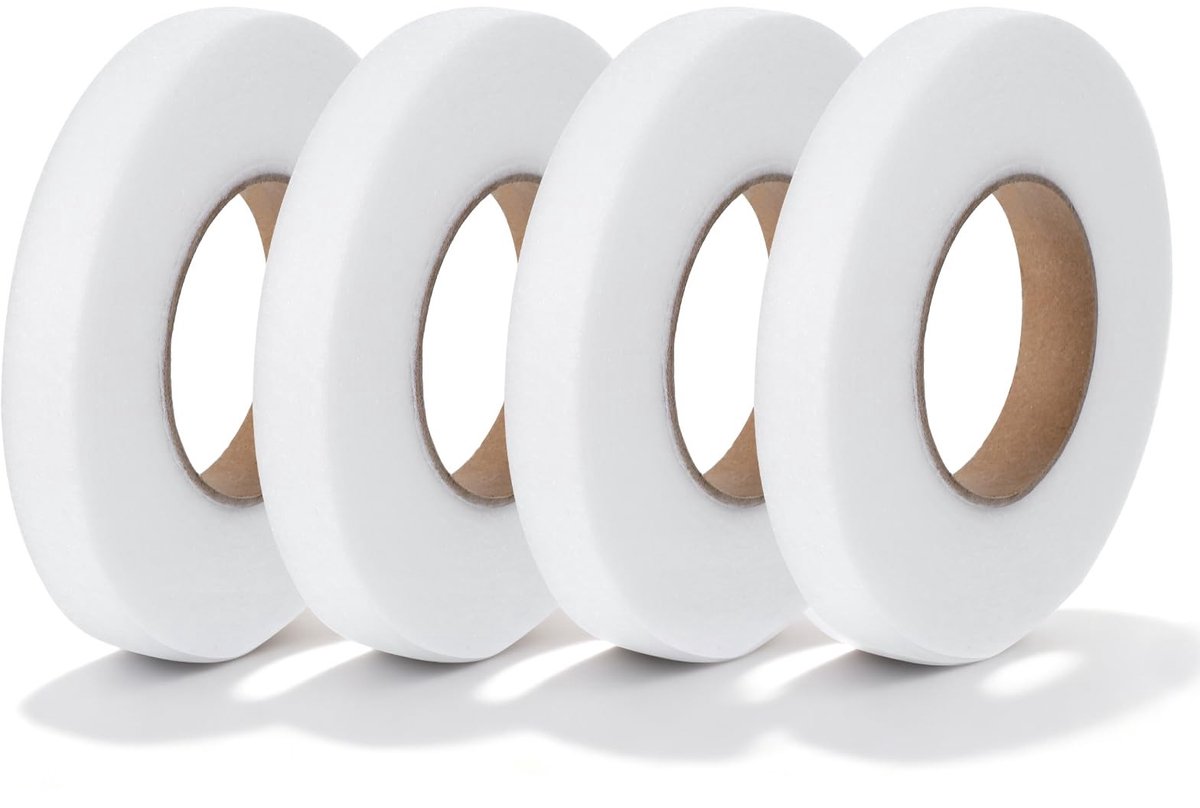 Dailygoods- Strijkband Wit - 4 Rollen - Hittebestendig - Gordijnband - Naadband - Textielverbinding - Duurzaam Polyamide - Textielband