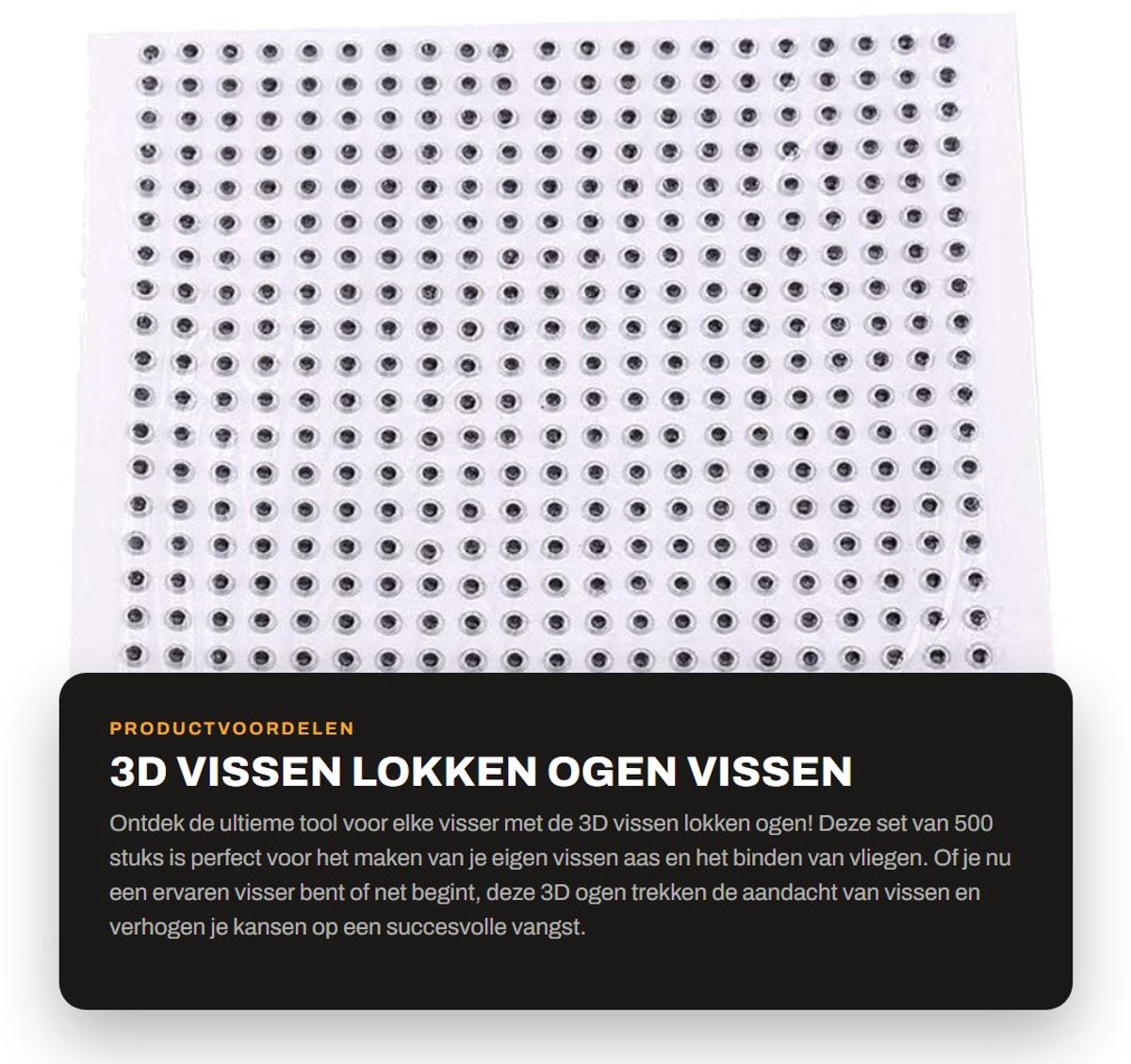 Dailygoods- Vissenlokken 3D Ogen - 500 Stuks 3/4/5mm - Vissen Aas - Vliegen Binden - DIY Lokken Maken - Sterke Kleeflaag - Vishaak
