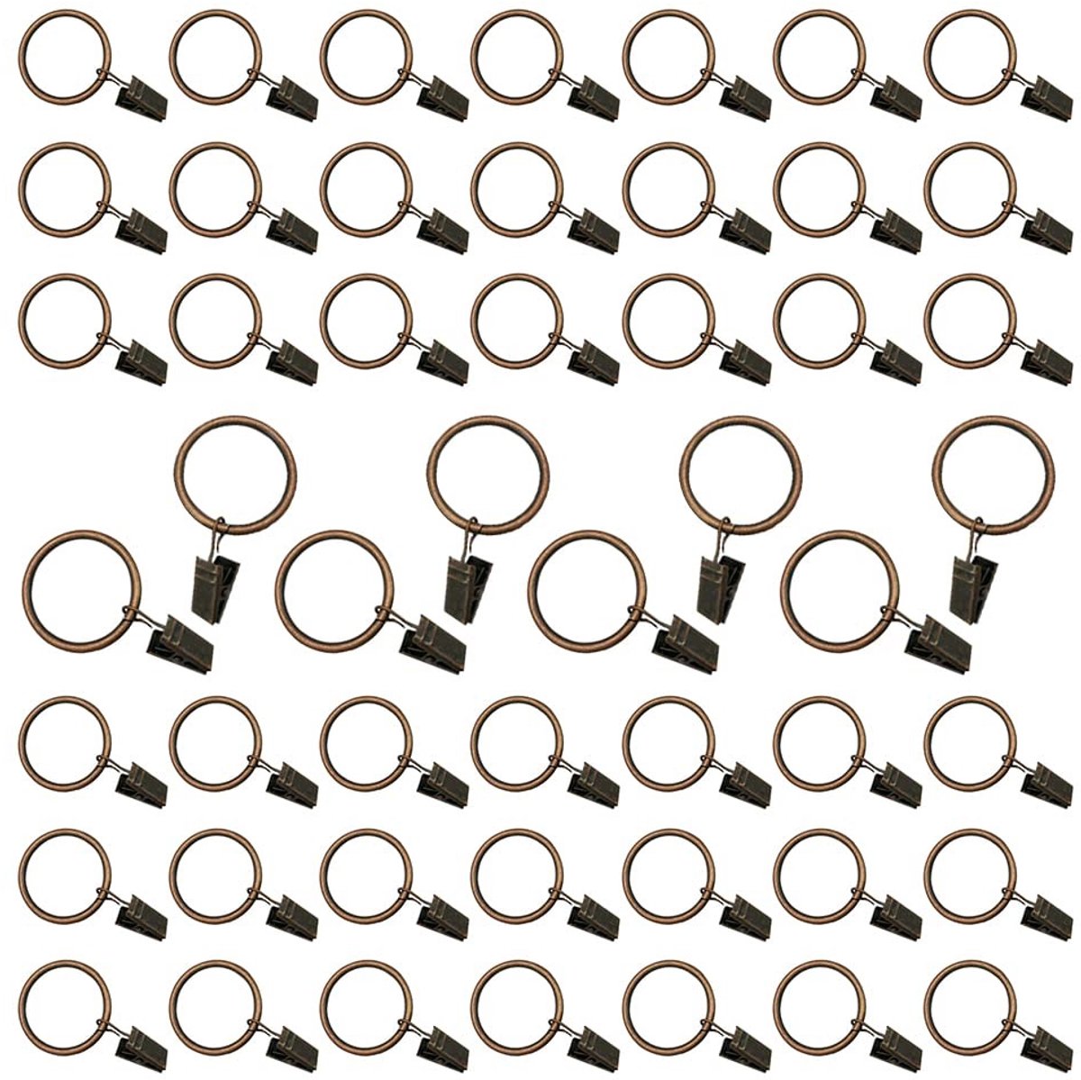 Dailygoods- Gordijnringen Roestvrij Staal - 50 Stuks - 25 mm Diameter - Haken met Clips - Duurzaam - Hoge Kwaliteit - Oxidatiebestendig - Gordijnhaak