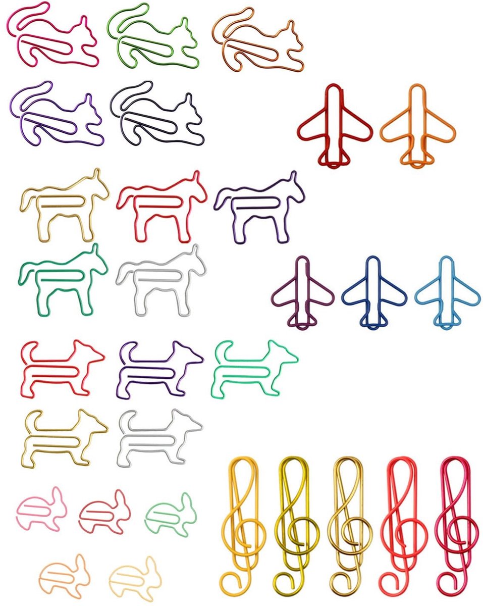 Dailygoods- Paperclips Creatief - 30 Stuks Dierenstijl - Gekleurde Paperclips - Roestvrij en Vinylgecoat - Hoogwaardig Materiaal - Eenvoudig in Gebruik - Kantooraccessoires