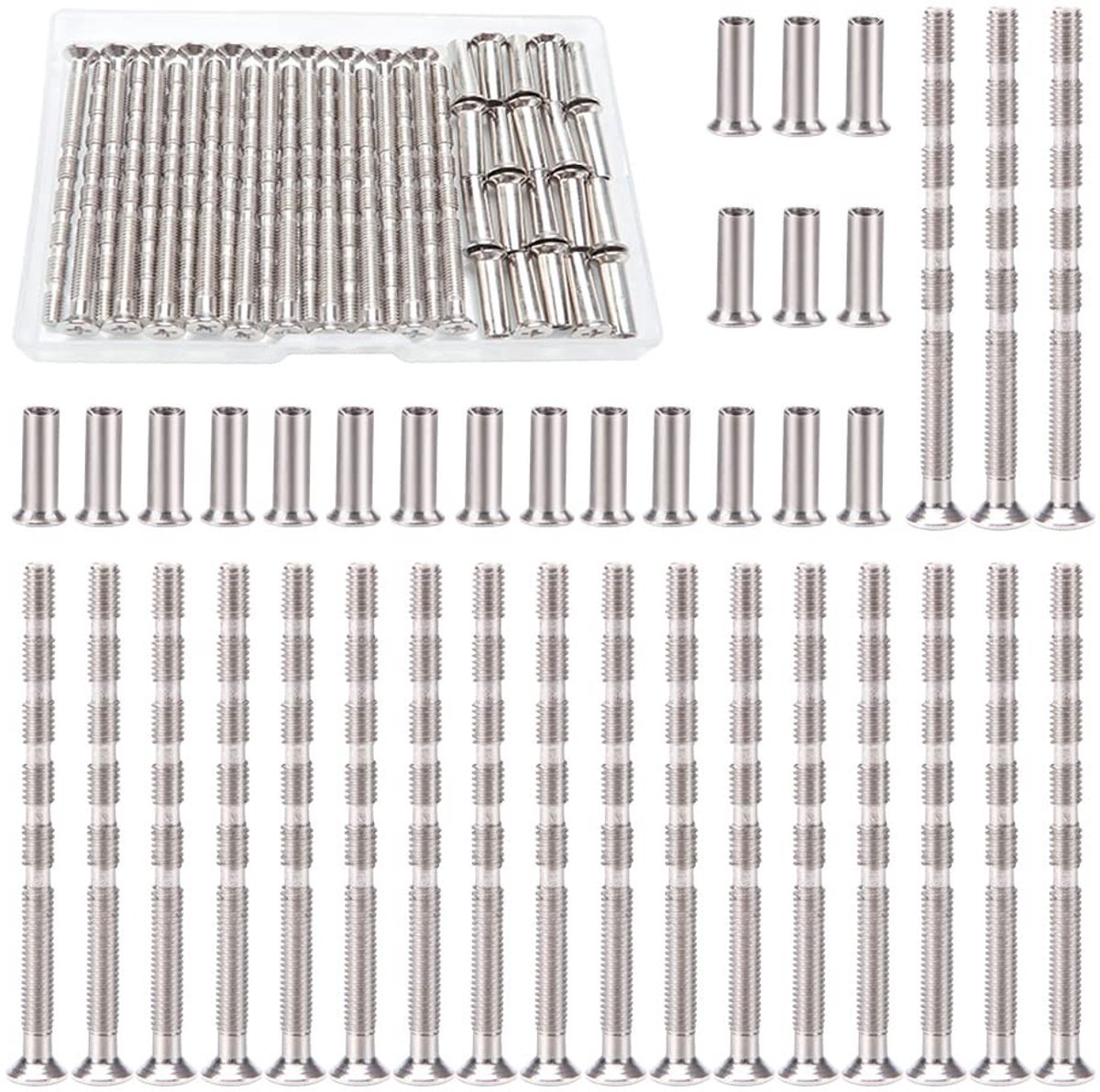 Dailygoods- Verbindingsschroeven 20 Stuks - Vernikkeld Staal - Hulsschroeven - Afbreekschroef - Hoogwaardig Materiaal - 60 mm Lengte - Deurschroeven