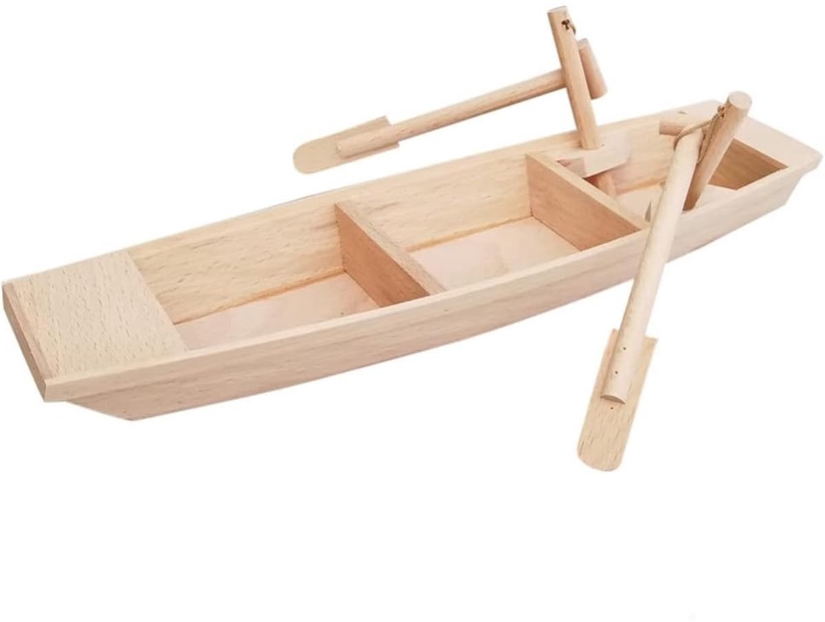 Dailygoods - Eenmans Bijboot - Houten Boot Model - Duurzaam en Handgemaakt - Klein Formaat - Decoratie voor Thuis en Kantoor - Perfect voor Vissers