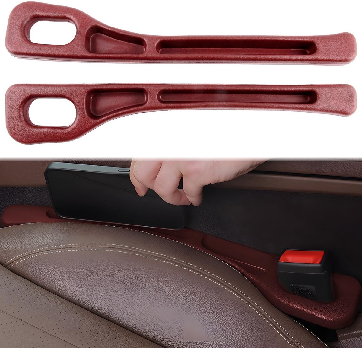 Dailygoods- Autostoel Opbergbox Set van 2 - Universele Auto Organizer - Antislip Vuilbak - Organizer voor Kleine Items - Hoogwaardige Materialen - Stijlvol Rood