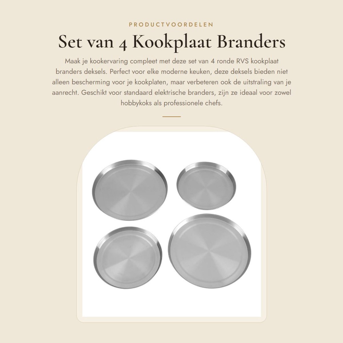 Dailygoods - Set van 4 Kookplaat Branders Deksel - Kookplaat Bescherming - Zilverkleurig - Decoratie en Bescherming - Geschikt voor Standaard Bran...