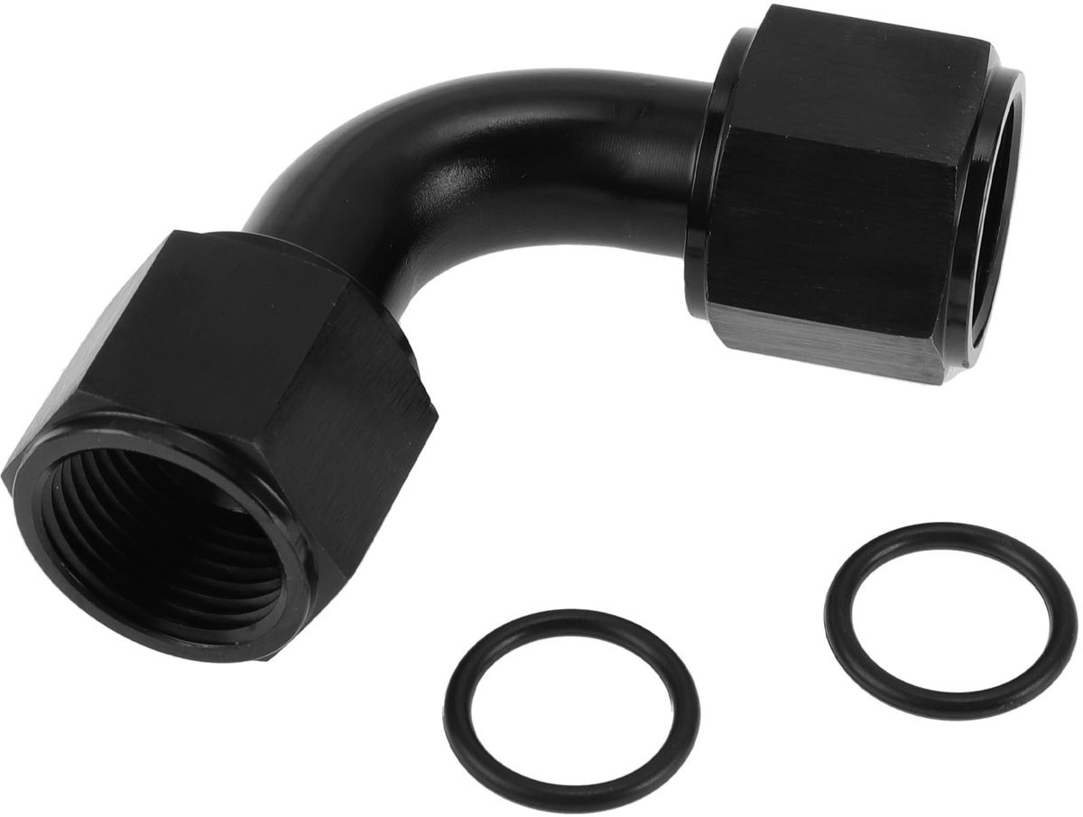 Dailygoods - Male Flare Reducer Hose Fitting Adapter AN10 90° voor Brandstofleidingen Aluminium Zwart