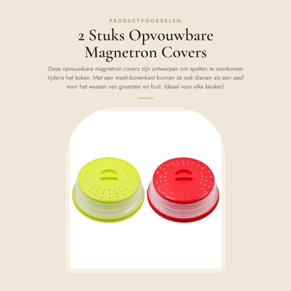 Dailygoods- Magnetron Cover Opvouwbaar - Deksel 26,5 cm - Deksel Magnetron - Spatwaterdicht - Zeef voor Groenten/Fruit - Hoogwaardige Kunststof
