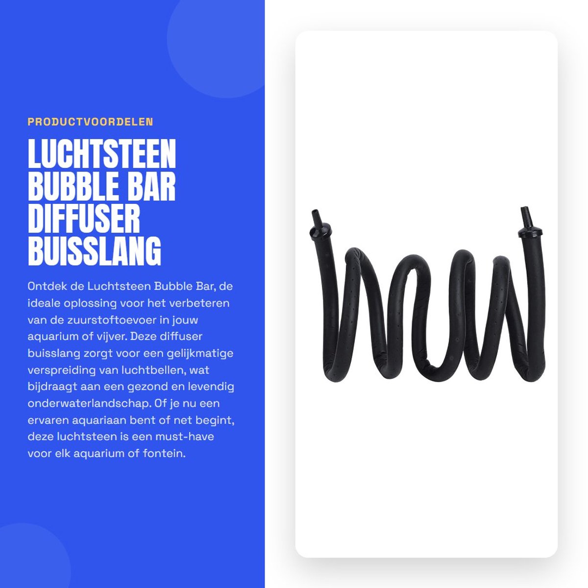 Dailygoods- Luchtsteen Bubble Bar - Zuurstofverspreider - Diffuser Buisslang - Aquarium/Vijver - 120cm Dubbele Kop - Poreuze Kunststof - Zuurstofdiffuser