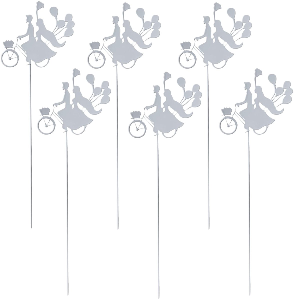 Dailygoods- Tuinsteker Bloem - 6 Stuks - Bruiloftdecoratie - Plantensteker - Metalen Tuinsteker - 32 cm Hoog - Romantische Flair - Bloemdecoratie