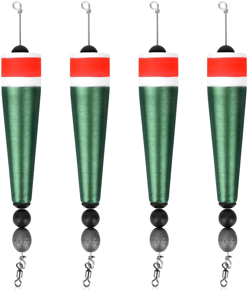 Dailygoods- Popping Corks 4 Stuks - Herringbone Drijfmiddelen - Vissen Accessoires - Gewicht voor Vissen - 235 mm Lengte - EPS Materiaal - Visfloats