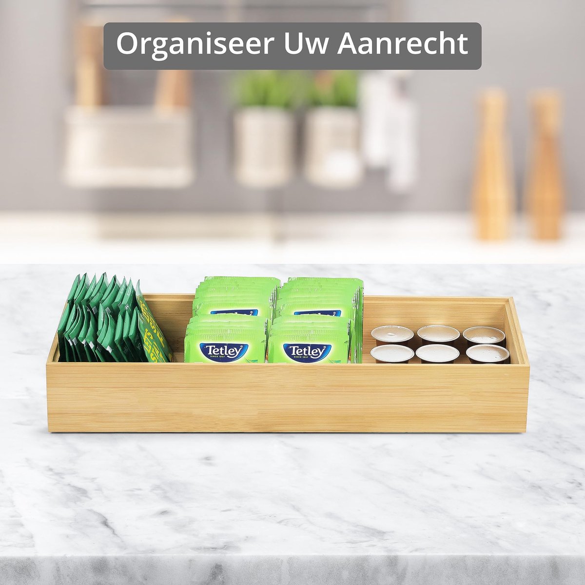 Dailygoods- Lade Organizer Bamboe - 2 Stuks - Houten Bestek Organizer - Keukengerei Houder - Stapelbaar - 15,5 x 6,5 x 38,5 cm - Bestekhouder