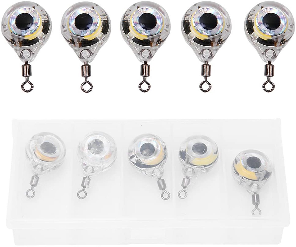 Dailygoods - Vissen Lokken Licht - LED Onderwater Vissen Licht - Compact en helder - 5 Stuks - Aas Gereedschap voor Zoet en Zout Water - Oogvormig model