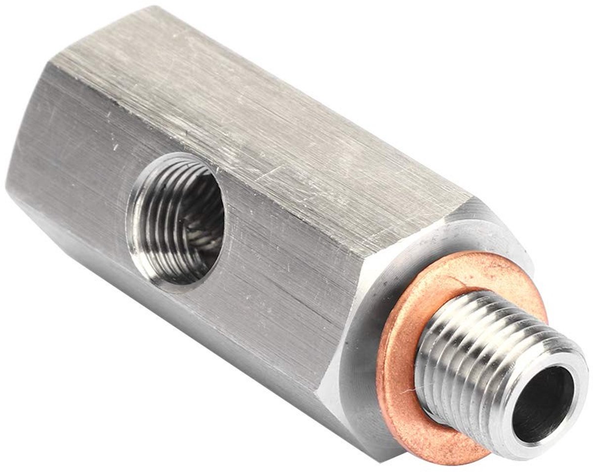 Dailygoods - Oliesensoradapter - 1/8 inch Oliedruksensor T-stuk - Hoogwaardig roestvrij staal - Turbo-olietoevoer - Veilig en duurzaam - Geschikt...