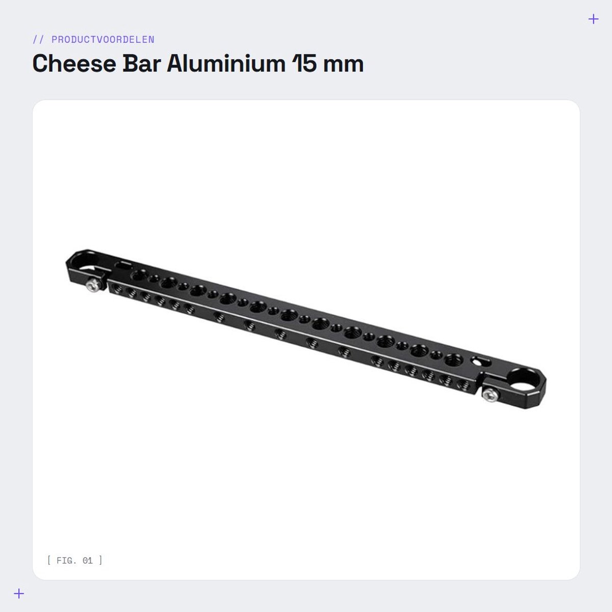 Dailygoods - Cheese Bar Aluminium - 15 mm Rod Adapter - Bevestigingspunten - Camera Monitor Cage - Universeel Inzetbaar - Schroefdraad - Handige Montage