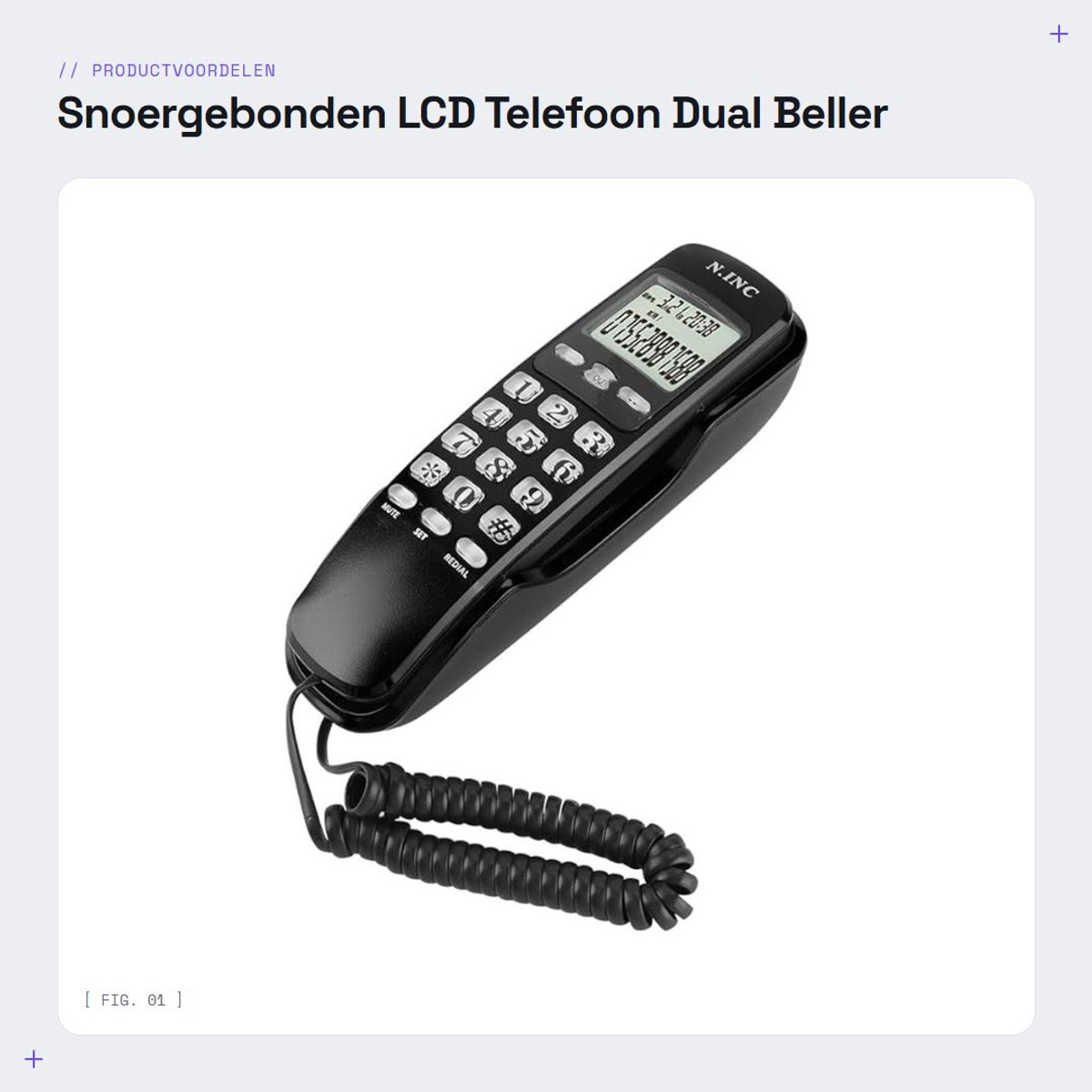 Dailygoods- Wandtelefoon Snoergebonden - LCD Display - Dual Beller ID - 38 Geheugenplaatsen - Multifunctioneel - Analoog Voor Thuis/Kantoor - Telefoon