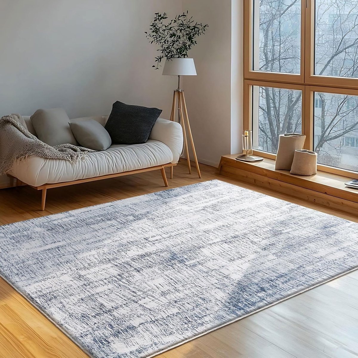 Woonkamer Vloerkleed - Zacht Tapijt - Comfortabel Wonen - Machinewasbaar Antislip - 120 x 160 cm - Blauw Abstract
