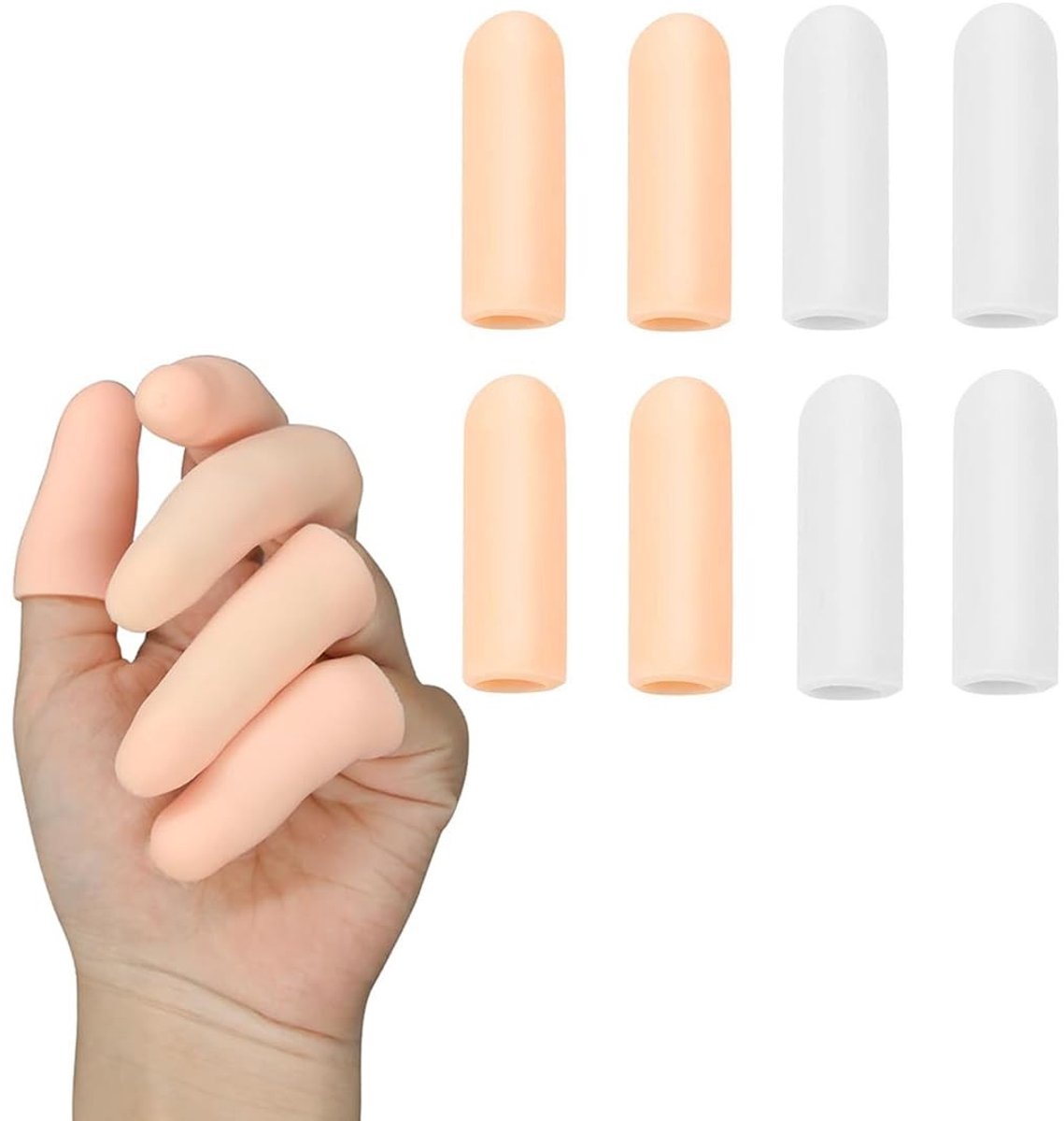 Dailygoods- Vingerbescherming 8 Stuks - Siliconen Gelmanchetten - Zachte Vingerafdekking - Herbruikbaar en Duurzaam - Ideaal voor Manicure en Huishoudelijk Werk - Comfortabel en Eenvoudig te Reinigen