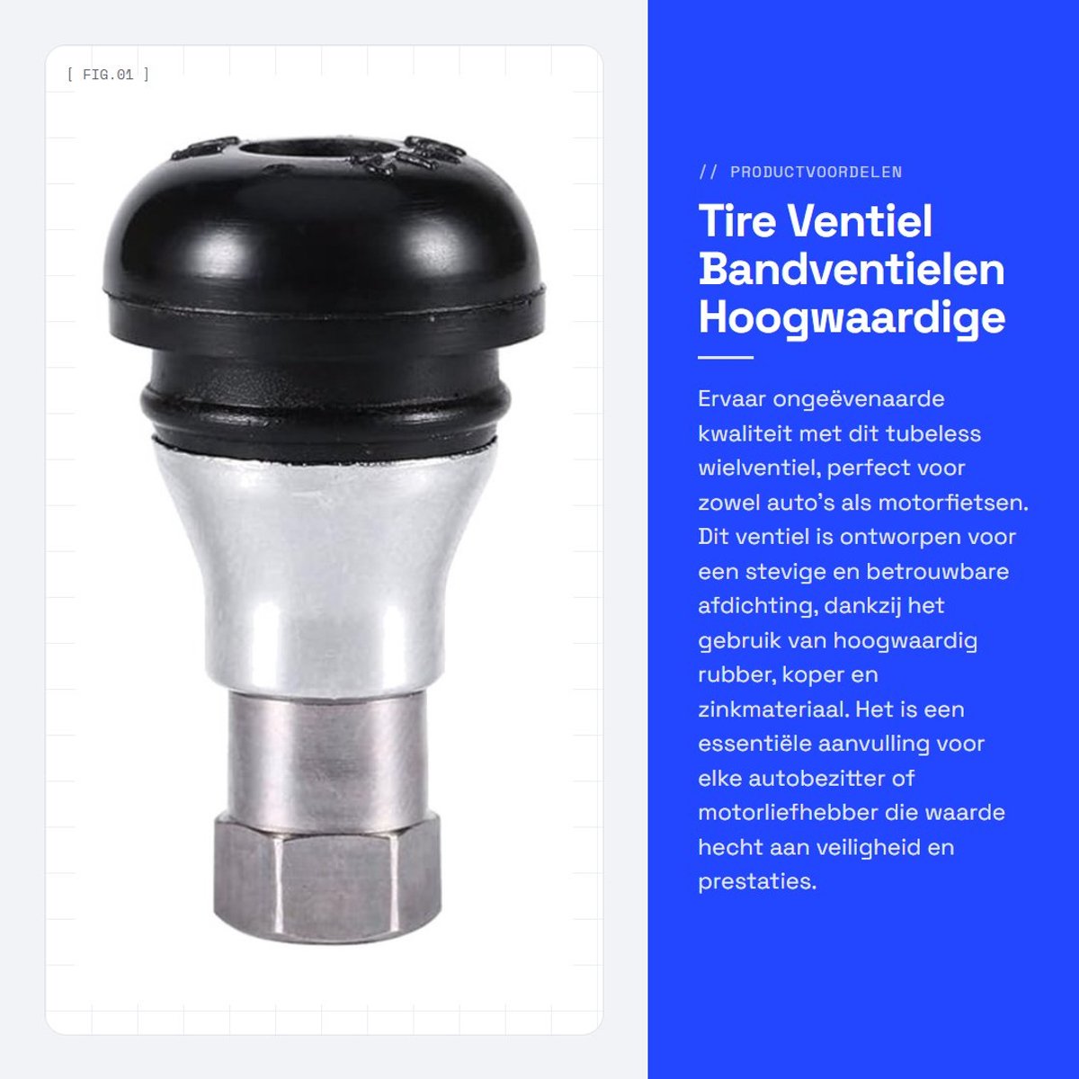 Dailygoods- Bandventiel 1 stuk - Tubeless Wielventiel - Geschikt voor Auto/Motorfiets - Messing Chroom - Waterdicht - Eenvoudige Installatie