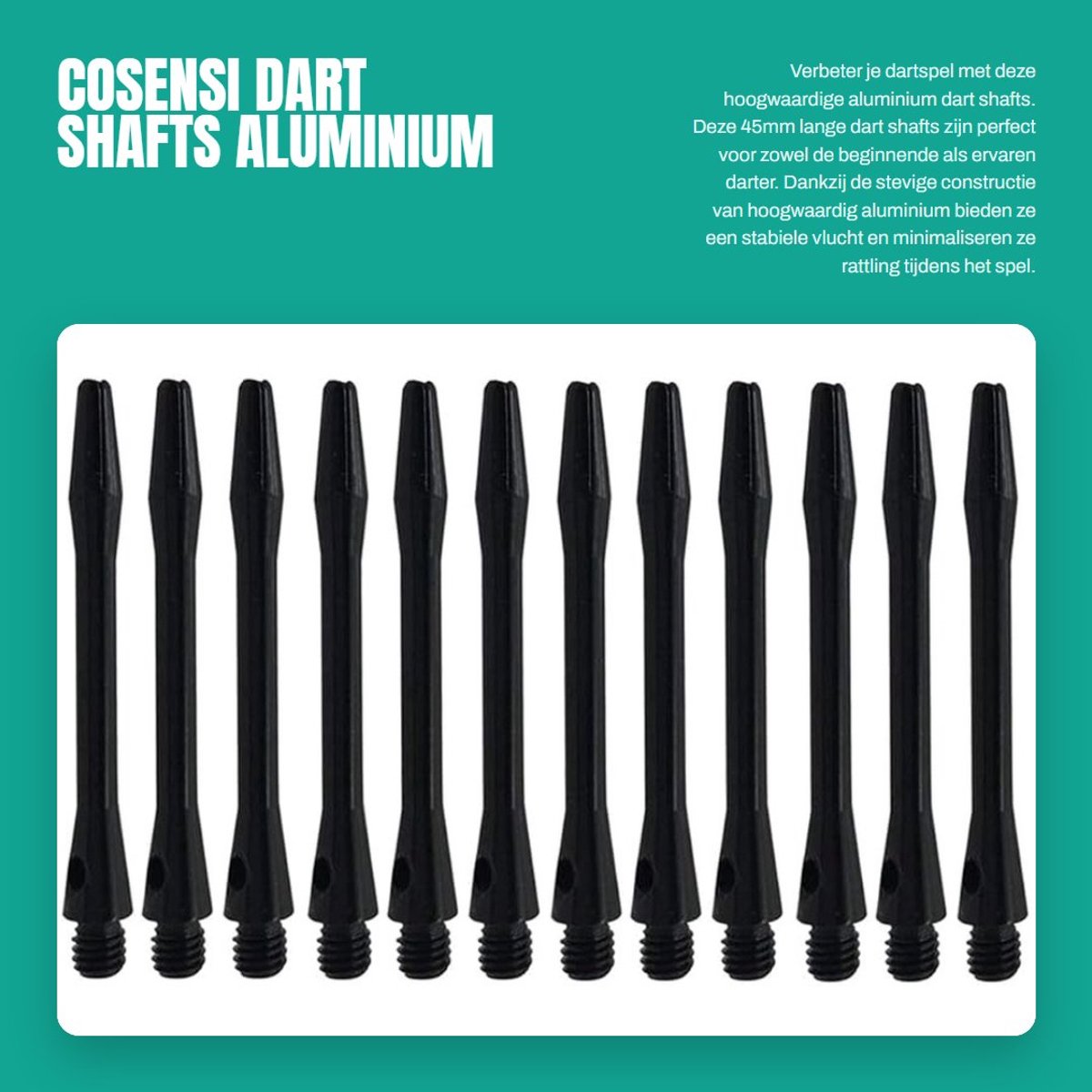 Dailygoods- Dart Shafts Aluminium - Medium - Set van 12 - 45 mm - 2BA Draad - Lichtgewicht - Schokbestendig - Dartpijlen