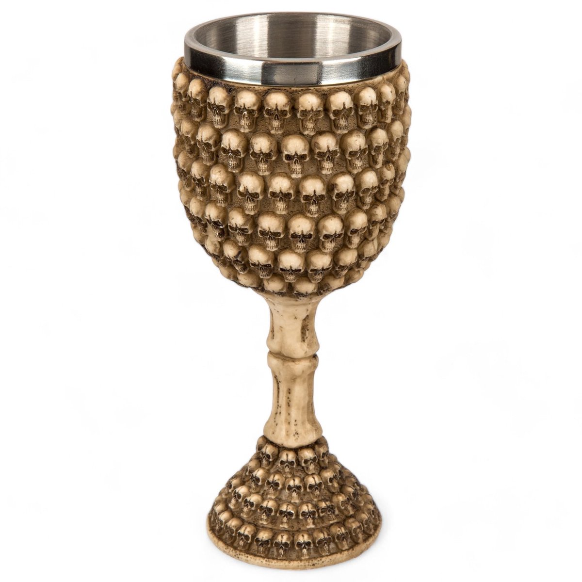 Dailygoods- Schedelbeker 3D-ontwerp - Drinkbeker - Kunststeen/Roestvrij Staal - Middeleeuwse Kruik - 300ml Inhoud - Robuust en Elegant - Drankbeker