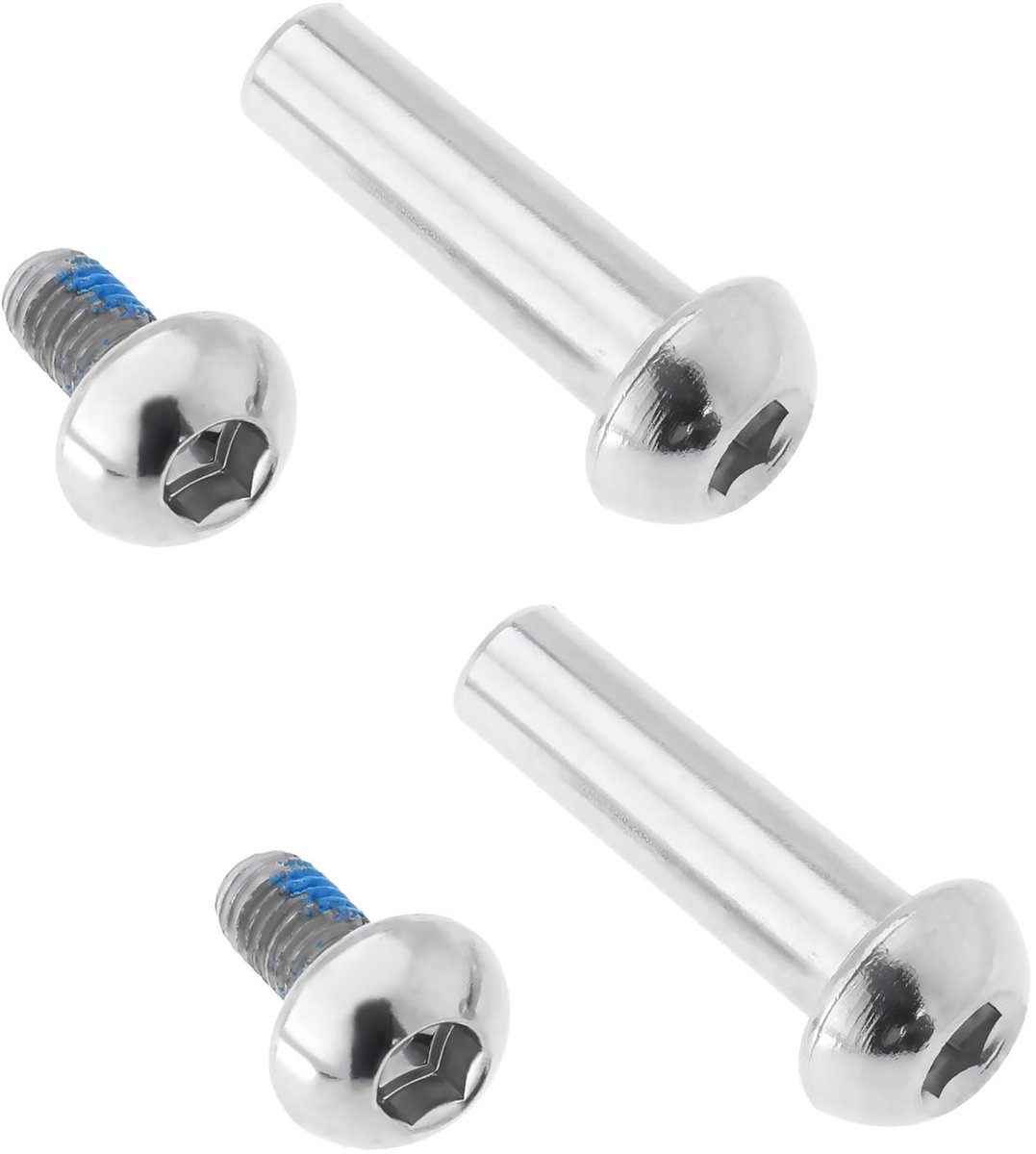 Dailygoods- Schroeven 2 Sets - M8 Vrouwelijke Nagel 29mm - Subnagels 12mm - Koolstofstaal - Halve Cirkel Zeshoek - Zilveren Bevestiging - Fietsschroeven