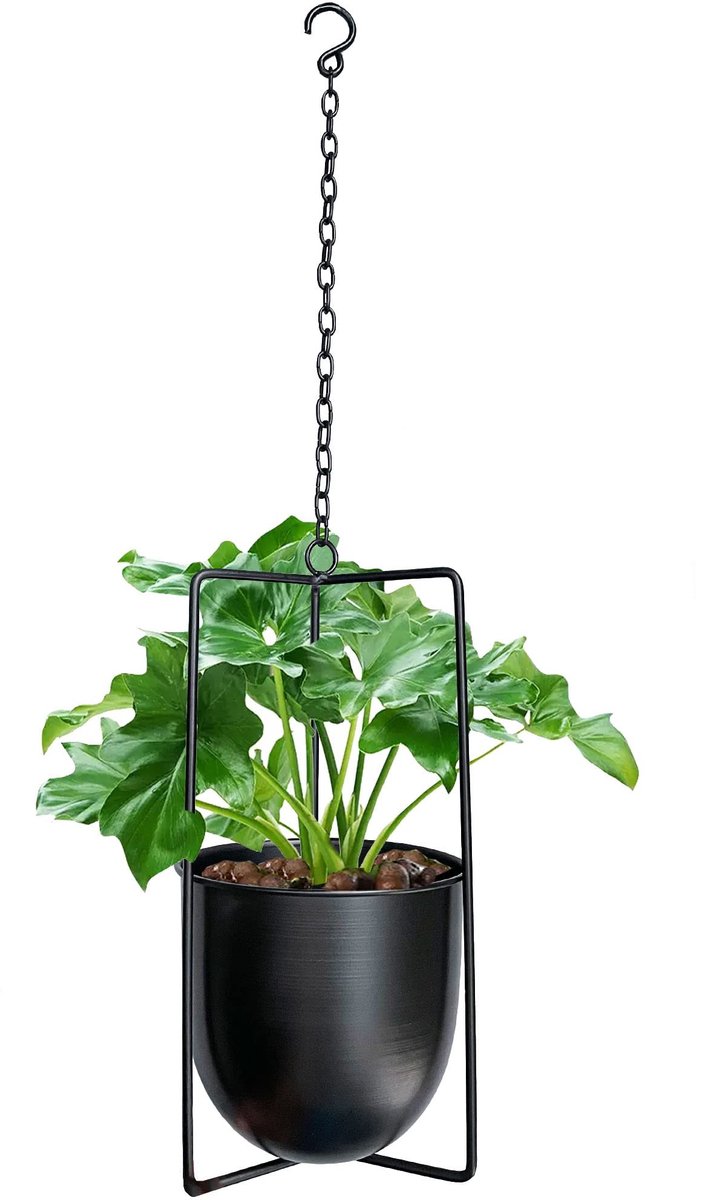 Dailygoods - Hangende bloemenhanger - Decoratieve pot - Modern ontwerp - Zwart - Bloempot voor binnen en buiten - Perfecte plantendecoratie