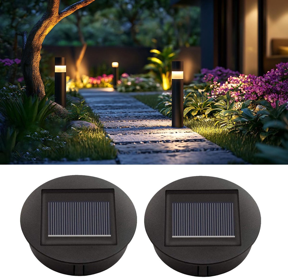 Dailygoods- Solarlampen met heldere LED - Vervangende lampen - Tuinverlichting - Hangende lantaarns - Buitenverlichting - Diameter 8 cm - Tuinlampen
