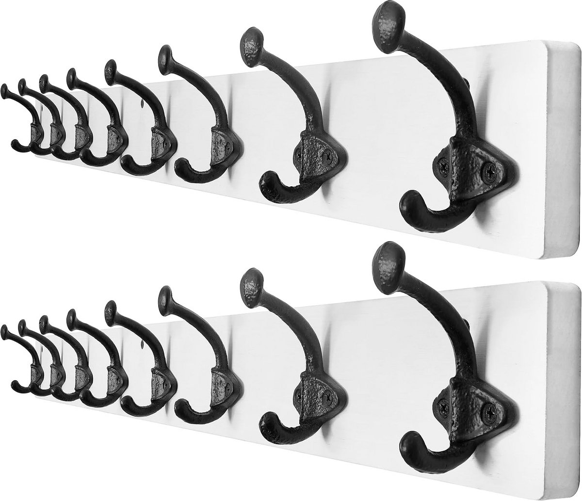 Wand Haken - Kapstok Haken - Ophangen Jassen - Dubbele Haak - 10 cm - Wit