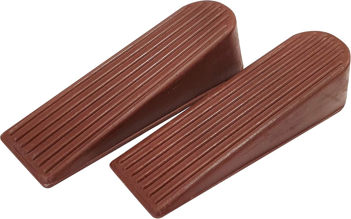 Deurstopper Set - Rubberen Wiggen - Deuren Open Houden - Anti-slip Grip - 2 Stuks - Bruin