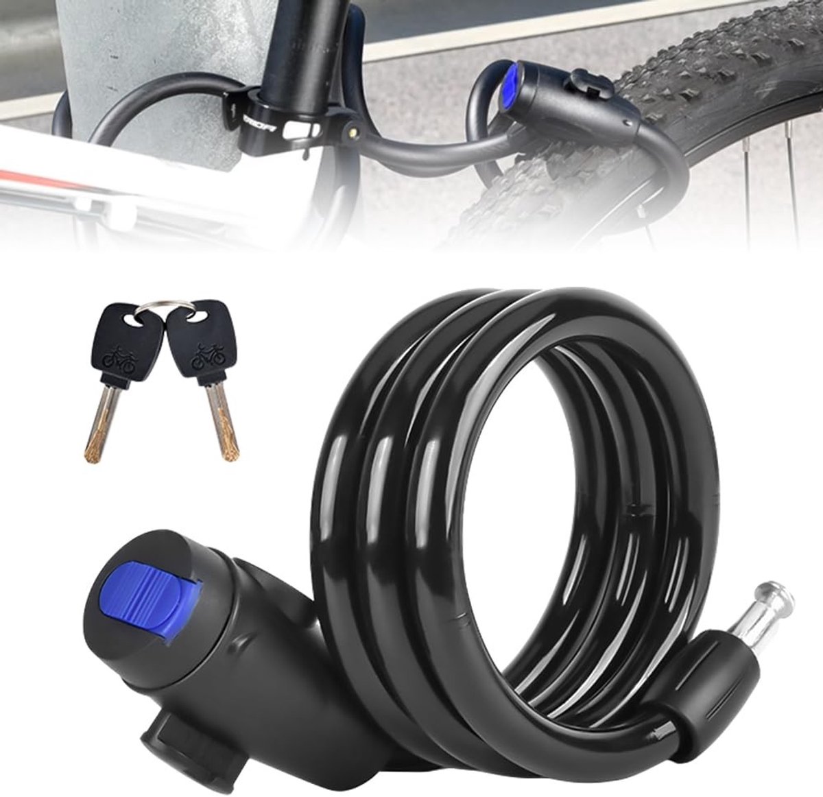 Dailygoods- Fietsslot Cijferslot - Vouwslot - Ringslot - Fietsslot Kinderfiets - Waterdicht - Lichtgewicht 100 cm - Fietsbeveiliging