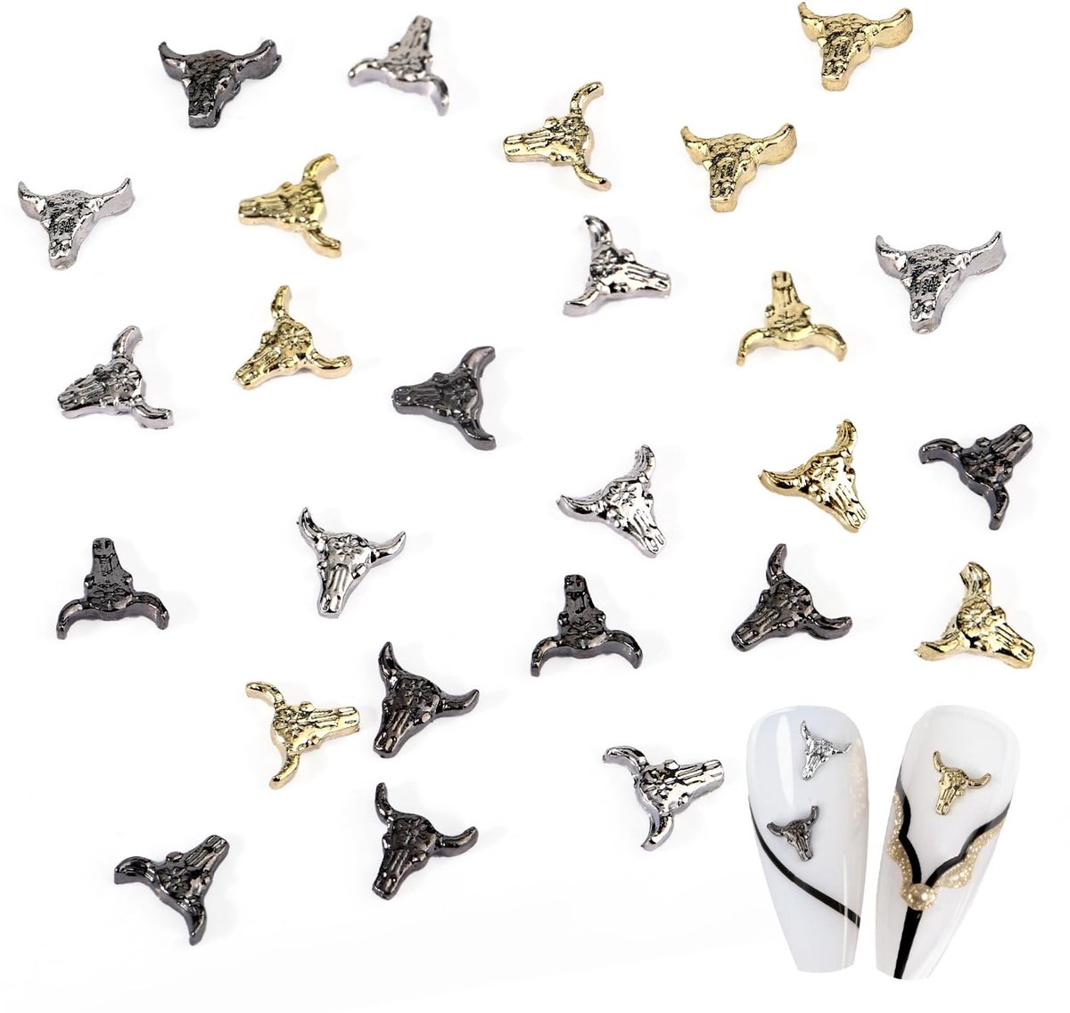 Dailygoods- Nagelstickers 50pcs - Retro Halloween Thema - Bull Head Design - Duurzaam Legering - Kleurrijk - Voor DIY Creaties - Nail Art