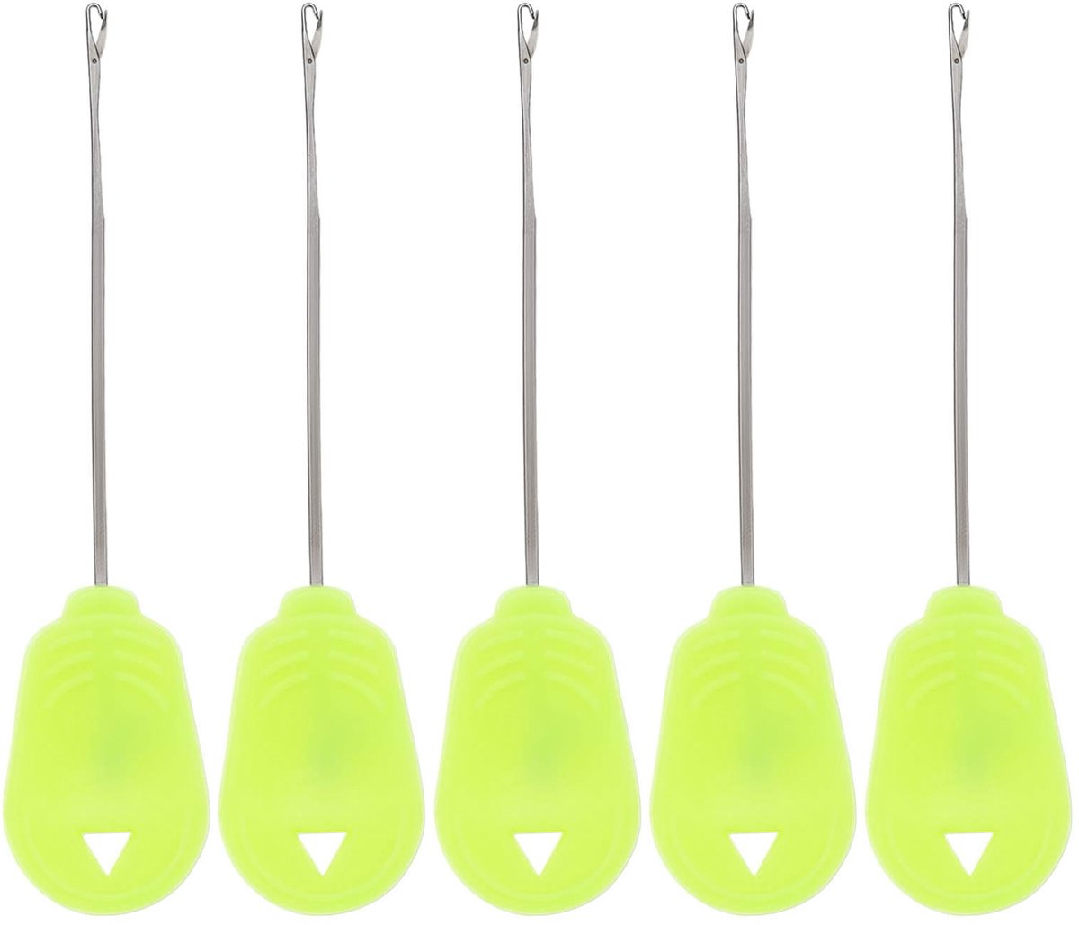 Dailygoods- Aasnaalden 9 cm - 5x Gele Aasnaalden - Kunststof/Roestvrij Staal - Ergonomisch Handvat - Eenvoudige Montage Aas - Aasgereedschap