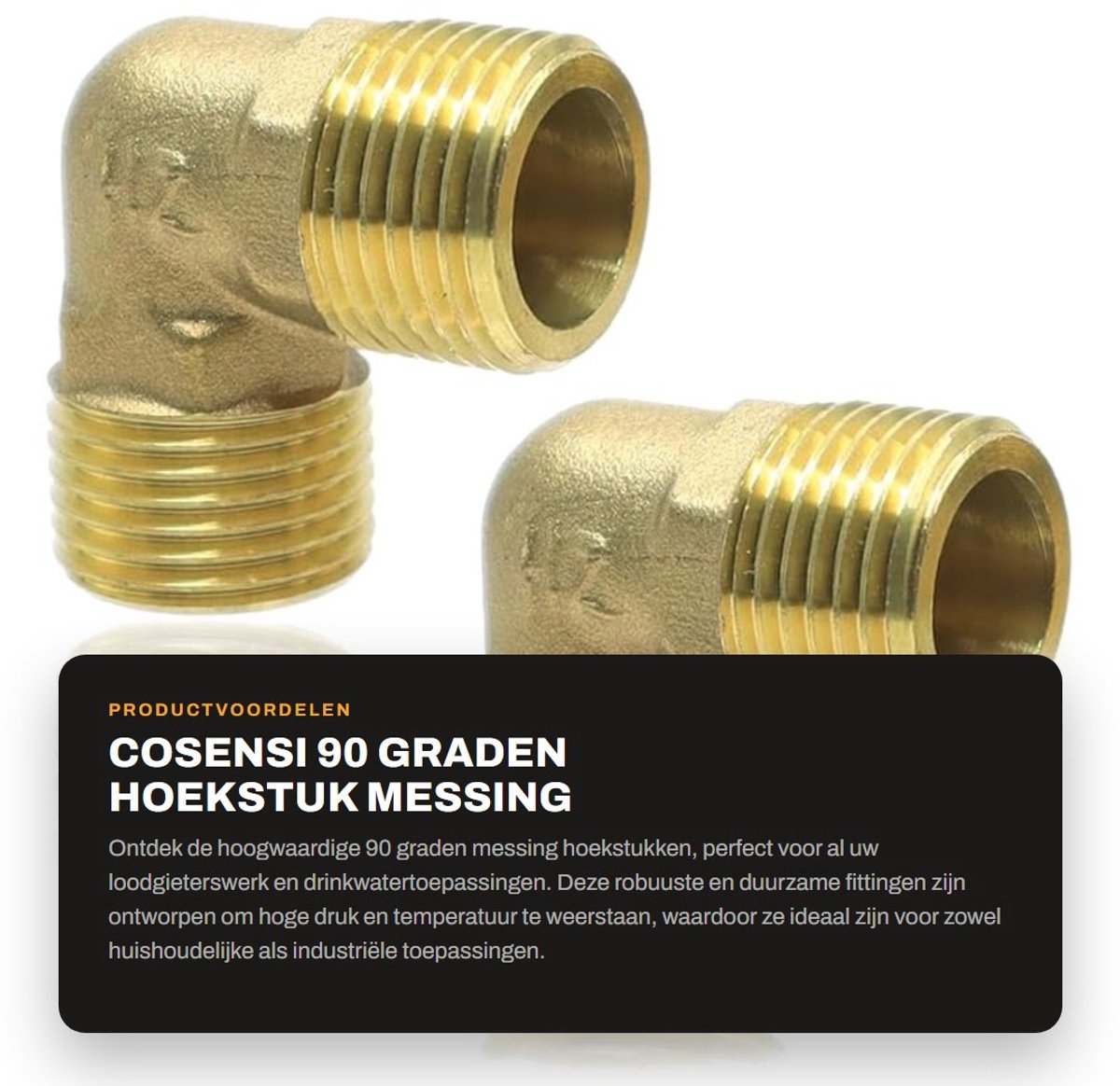Dailygoods- Hoekstuk 90° - Messing - 2 stuks - Hoge druk/temperatuur weerstand - Duurzaam - Eenvoudige installatie - Ideaal voor sanitair - Pijpbocht