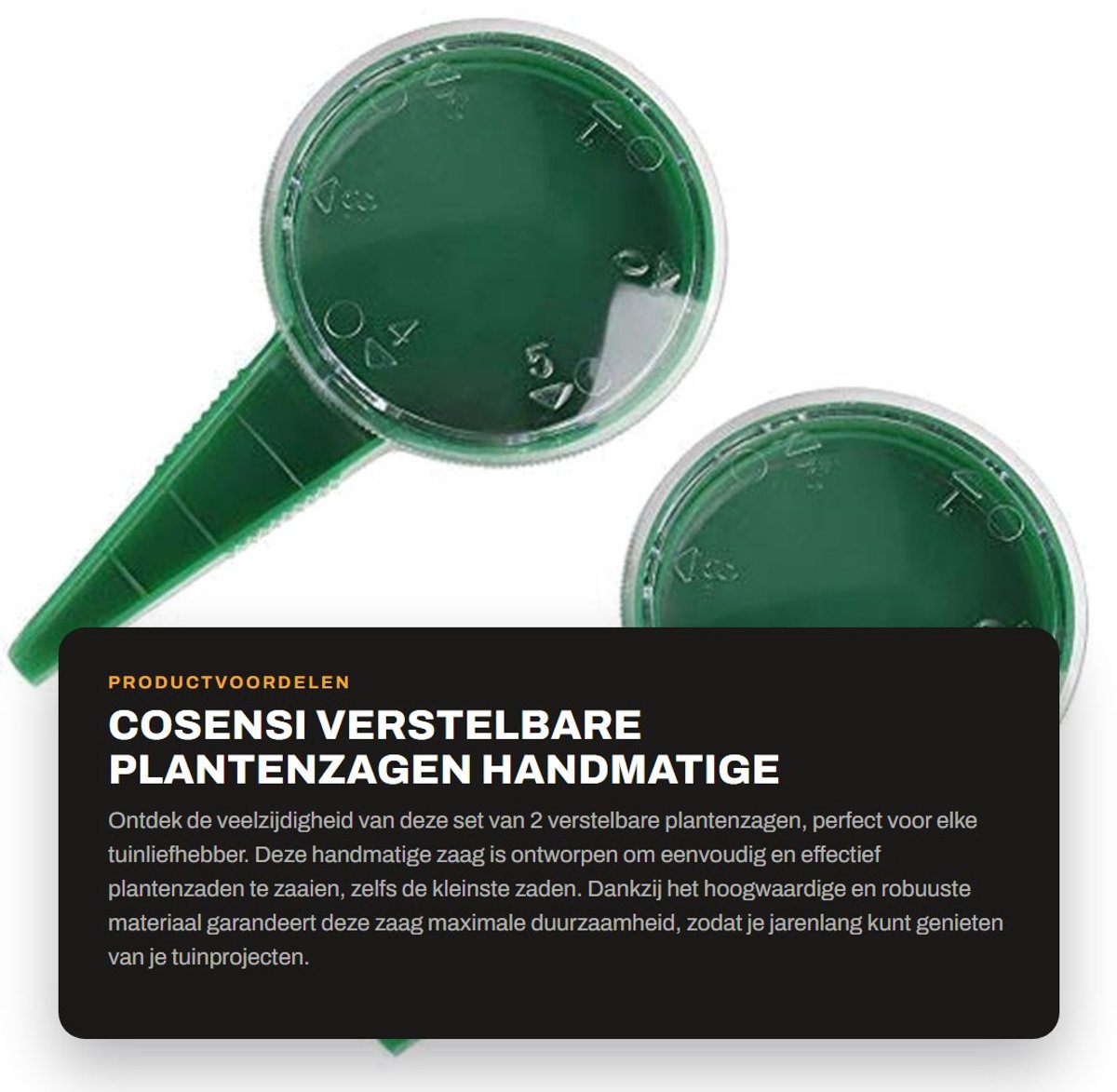 Dailygoods- Plantenzaag Set van 2 - Handmatige Plantenzaag - Verstelbare Spreader - Duurzaam Tuingereedschap - Vijf Zaainiveaus - Geschikt voor Kleine Zaden - Zaaigereedschap