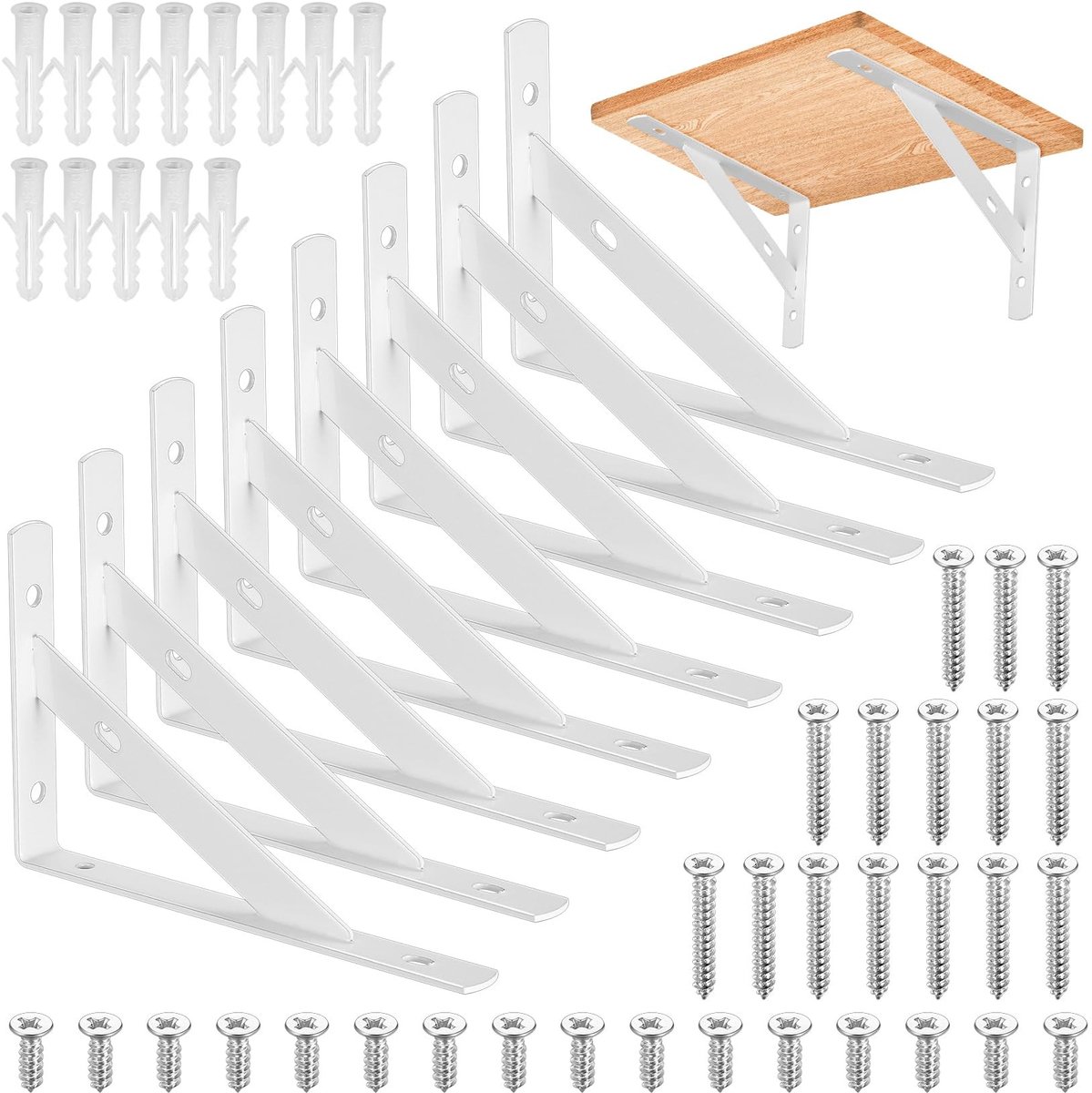 Dailygoods- Plankbeugels Stevig - Driehoekige Beugels - Wandmontage - Haakse Steunbeugels - Inclusief Schroeven/Pluggen - Afmetingen 150 x 95 x 16 mm - Wandplanksteunen