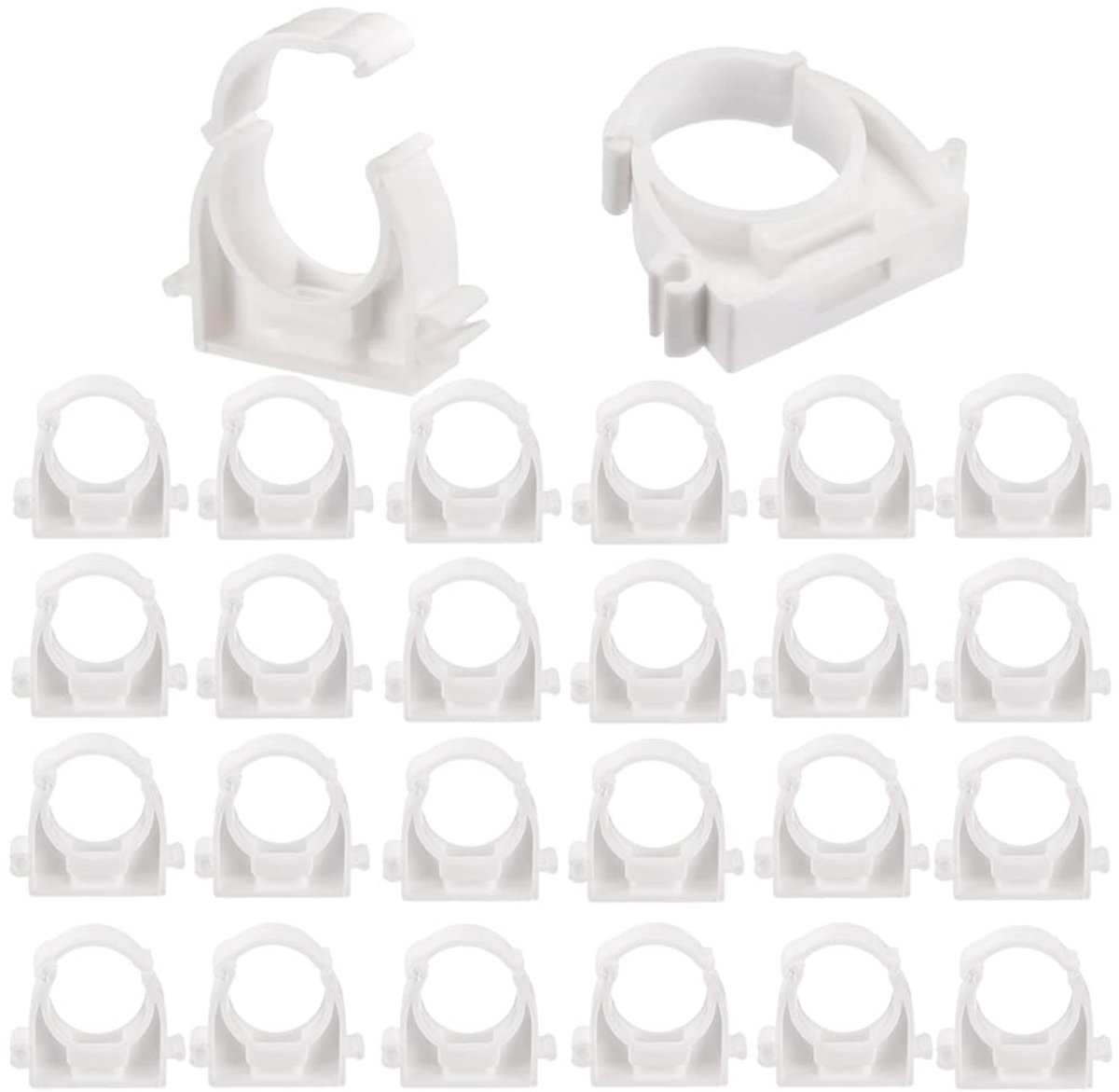 Dailygoods- Buisclip - PVC - Set van 30 - Binnen Diameter 20 mm - Voor Zwembad/Pond/Wasmachine - Wit - Duurzaam - Pijpenklem