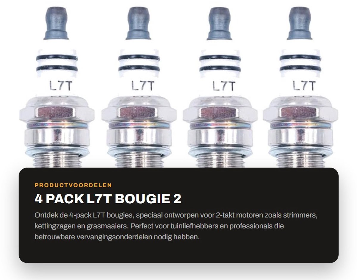 Dailygoods- Bougie L7T 4-Pack - 2-Takt Bougie - Vervangende Accessoires - Universele Bougie - Hoogwaardige Kwaliteit - Verbeterde Motorprestaties - Spark Plug