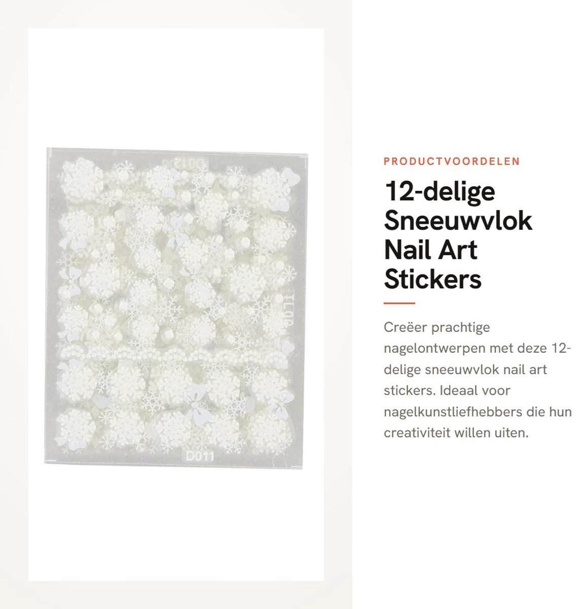 Dailygoods- Nail Art Stickers 12st - Sneeuwvlok Patroon - Creatieve DIY - Gemakkelijk te Verwijderen - Niet-irriterend - Comfortabel Draagcomfort - Nagelstickers