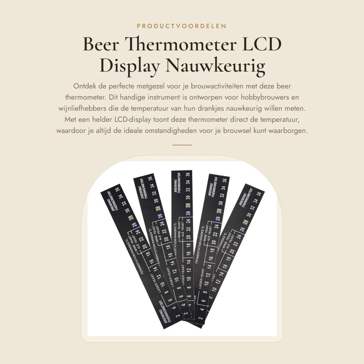 Dailygoods - Beer Thermometer - LCD Display - Nauwkeurig meten - Zwart - Temperatuurmeter voor Bier en Wijn - Handig voor hobbybrouwers - Geschikt voo...