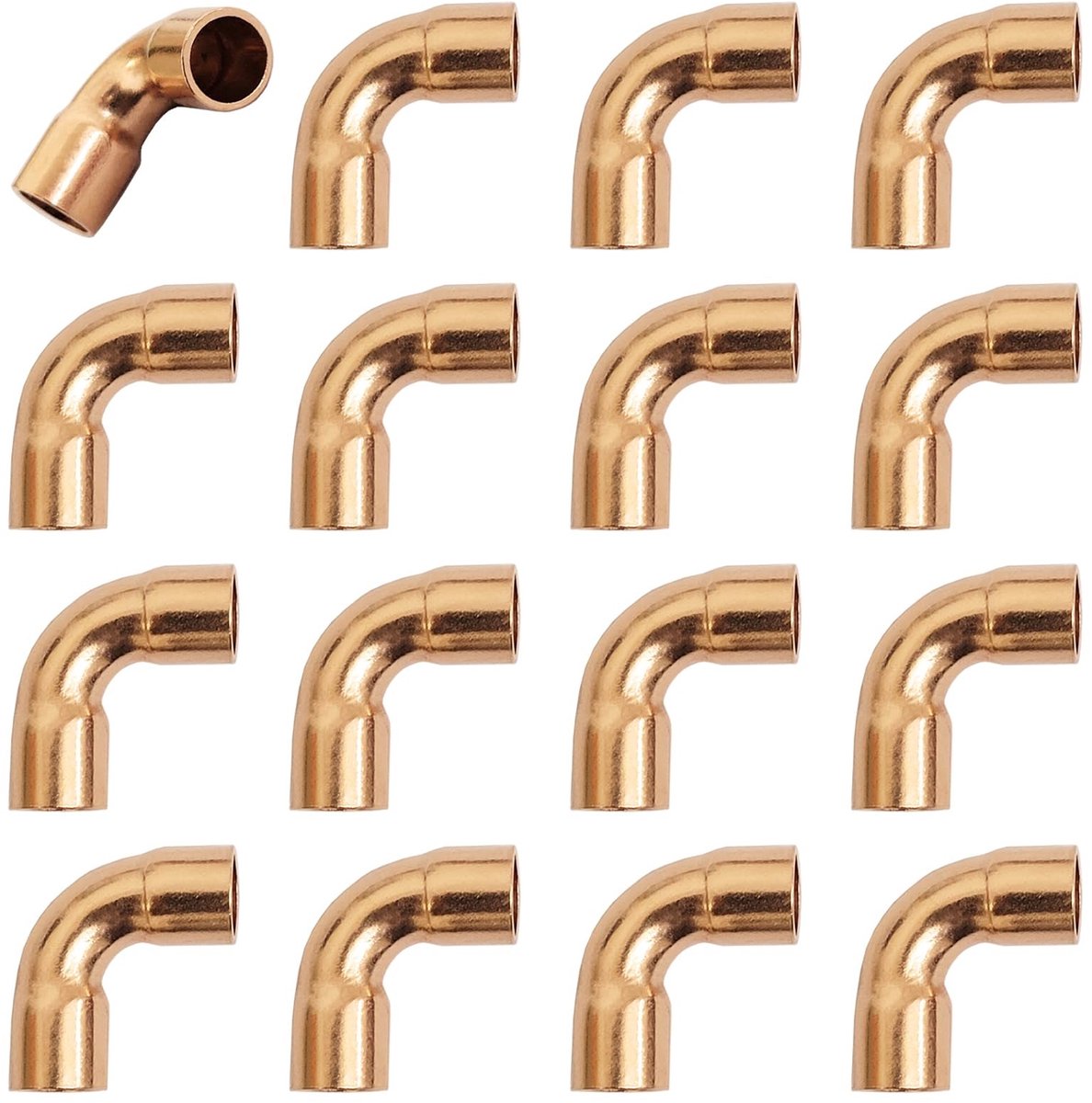 Dailygoods- Elbow Koppeling 16 Stuks - Hoogwaardige Koper - Weerstand tegen Hoge Temperatuur - Corrosiebestendig - Voor HVAC Systemen - Eenvoudig te Installeren - Pijpbocht