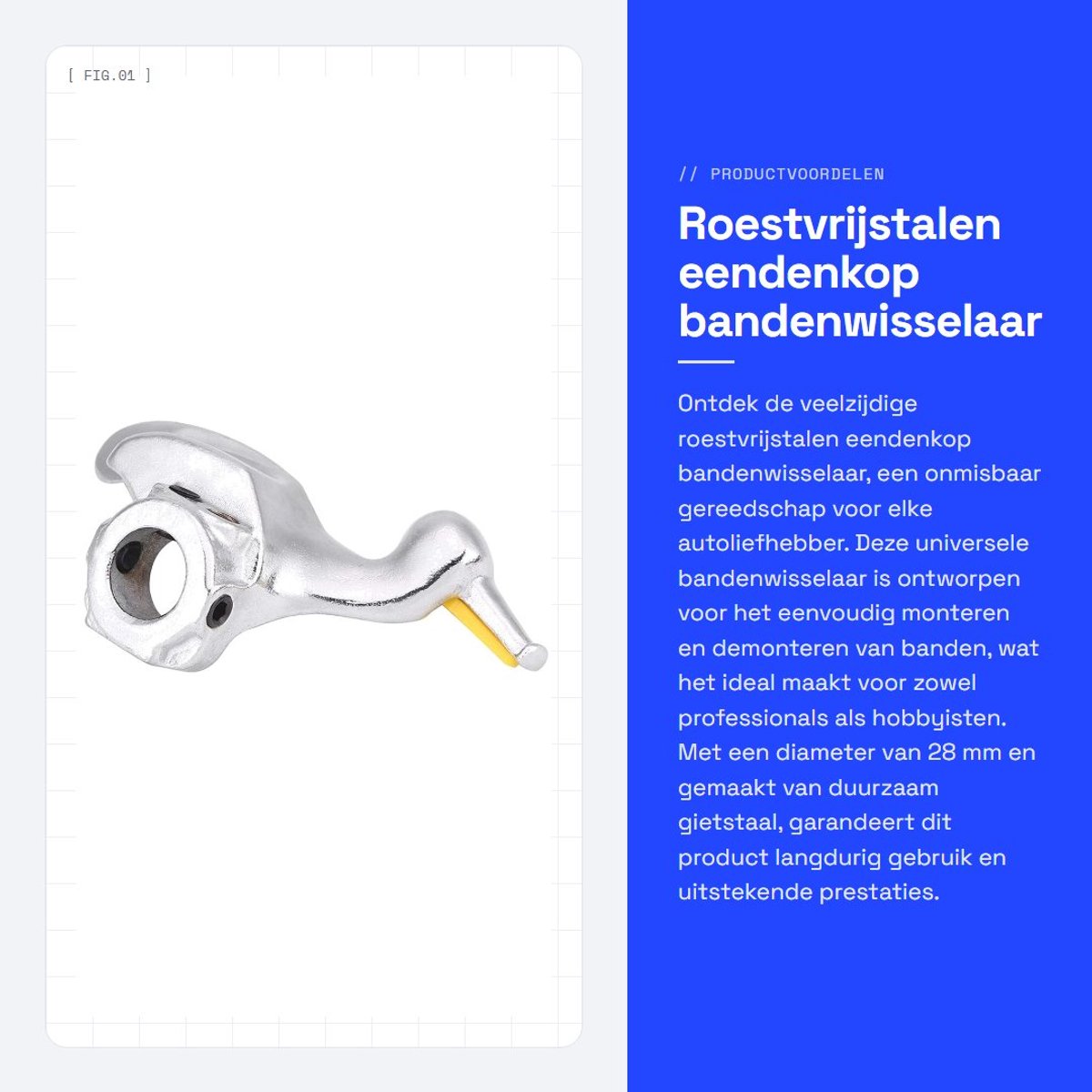 Dailygoods- Bandenwisselaar Roestvrij staal - Gietstaal - Universeel - Demontagekop 28/30 mm - Antislip - Effectief gebruik - Wielwisselaar