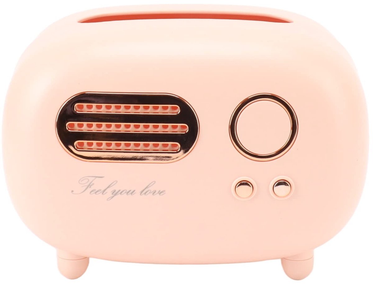 Dailygoods- Tissuebox Vintage Radiovorm - Decoratie - Praktische Tissuehouder - Glad Oppervlak - Onderkussens - Stabiliteit