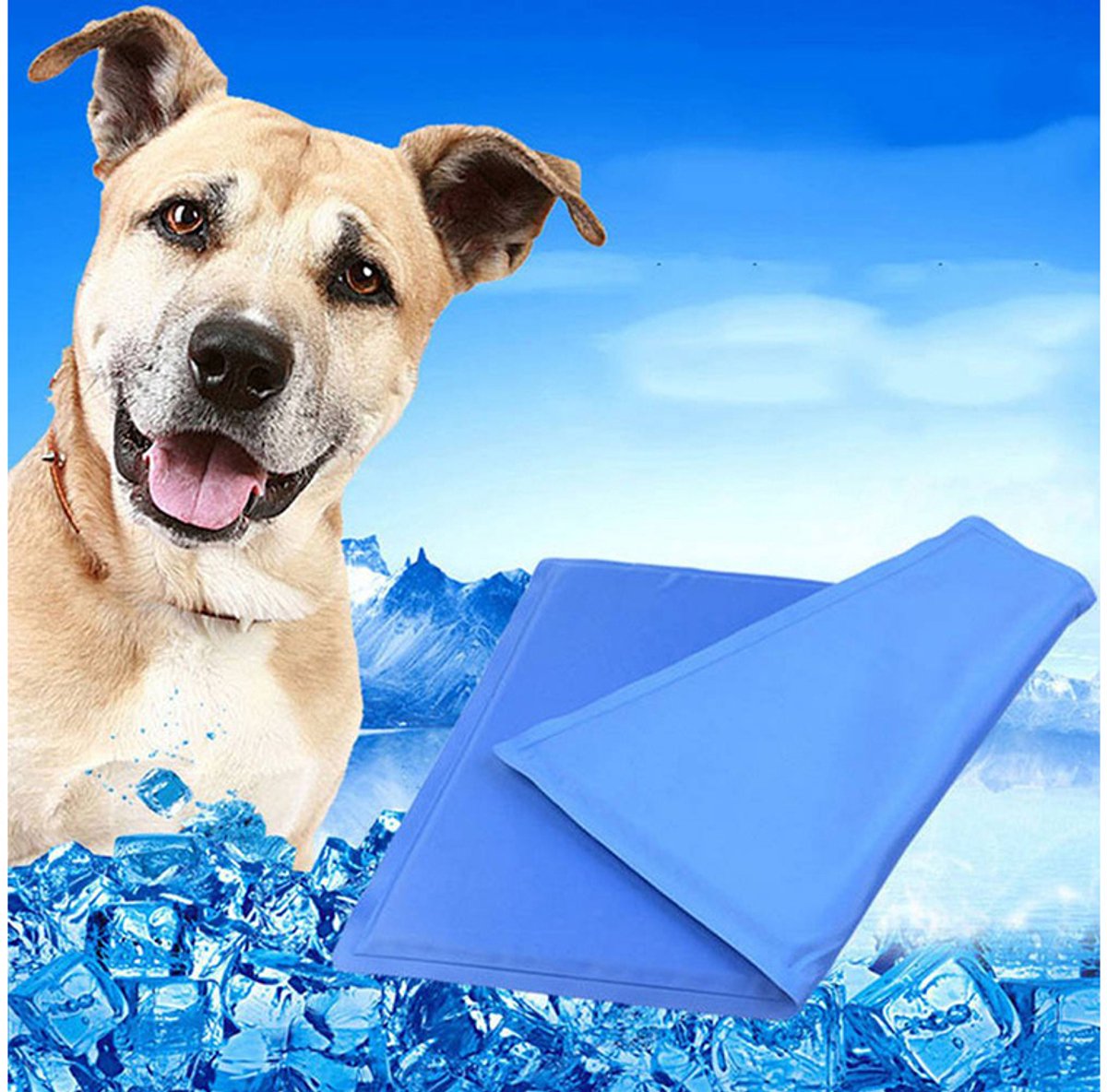 Waterdichte Koelmat voor Hond en Kat 50x40 cm – Zelfkoelende Gel Mat voor Huisdieren – Antislip & Opvouwbaar – Verkoelende Ligmat voor Hond, Kat en Andere Dieren – Reisvriendelijk & Eenvoudig te Reinigen – kattenbed zomer – Blauw – 31569 – foto 3