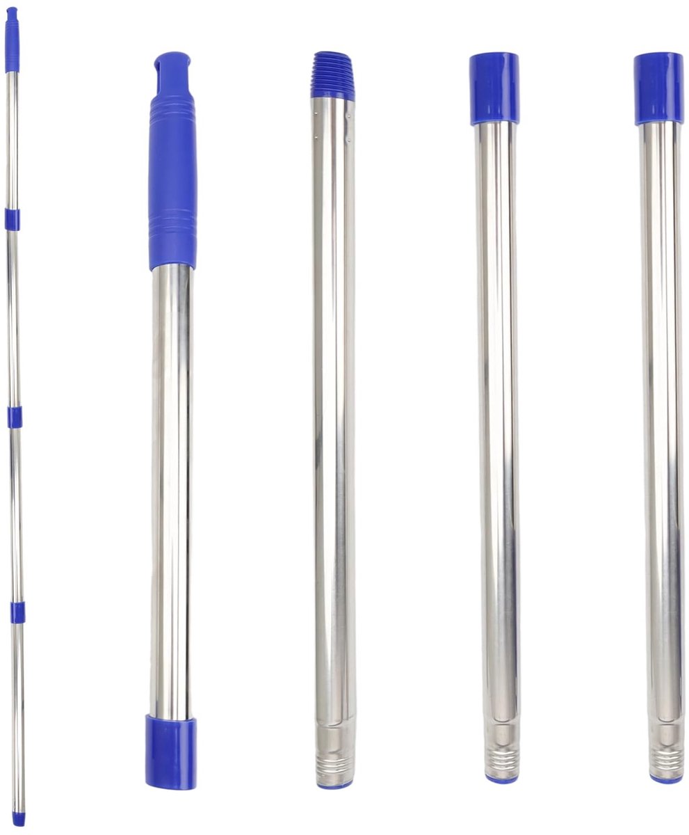 Dailygoods- Telescoopstang Roestvrij Staal - Schroefverbinding - PP-Handgreep - 144 cm - Duurzaam - Voor Raamwisser/Vloerborstels - Bezemsteel