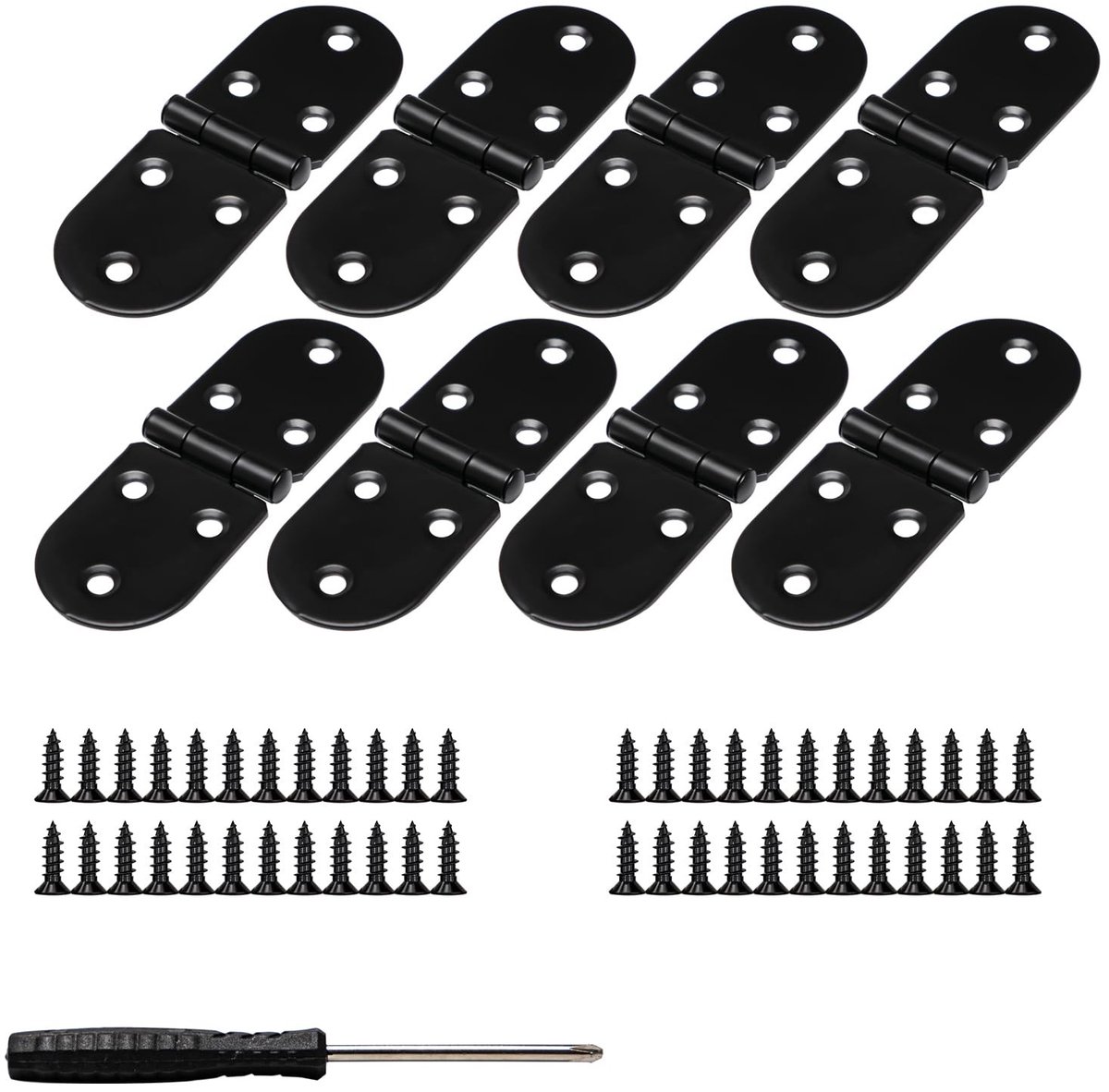Dailygoods- Klapscharnier 270 Graden - 8 Stuks - Opvouwbaar - Deurscharnier - Koudgewalst Staal - Zwart 82x28 mm